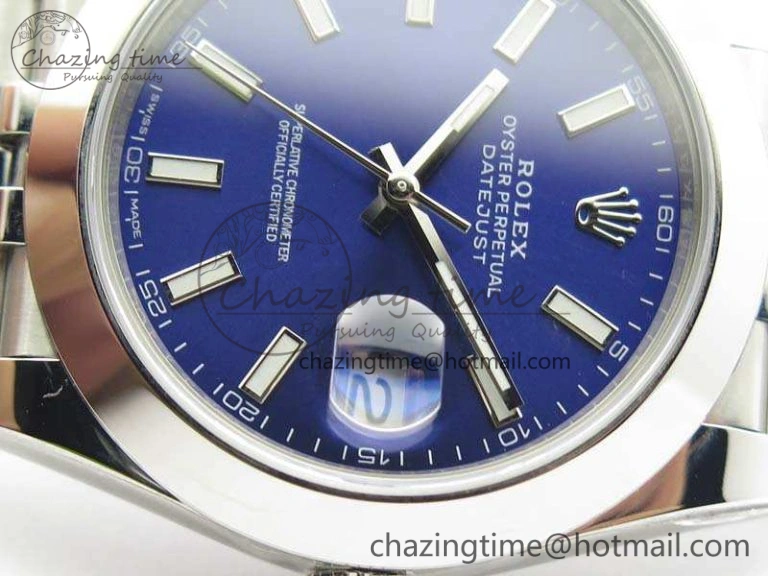 DateJust 228238 Smooth Bezel SS Noob 1:1 Best Edition Blue Sticks Dial On Jubilee Bracelet A3235