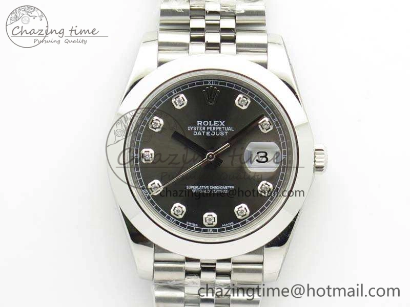 DateJust 228238 Smooth Bezel SS Noob 1:1 Best Edition Gray Dial Diamond On Jubilee Bracelet A3235