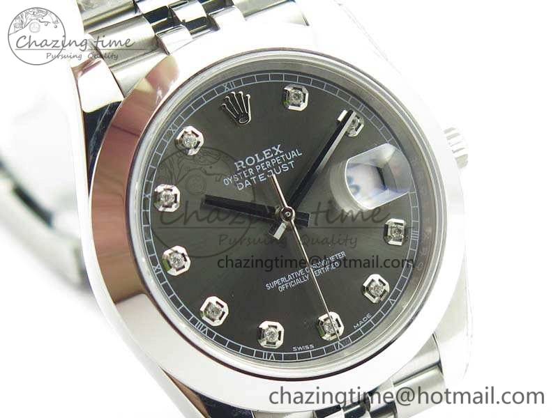 DateJust 228238 Smooth Bezel SS Noob 1:1 Best Edition Gray Dial Diamond On Jubilee Bracelet A3235