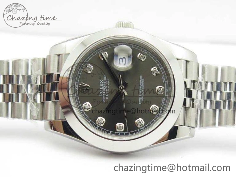 DateJust 228238 Smooth Bezel SS Noob 1:1 Best Edition Gray Dial Diamond On Jubilee Bracelet A3235