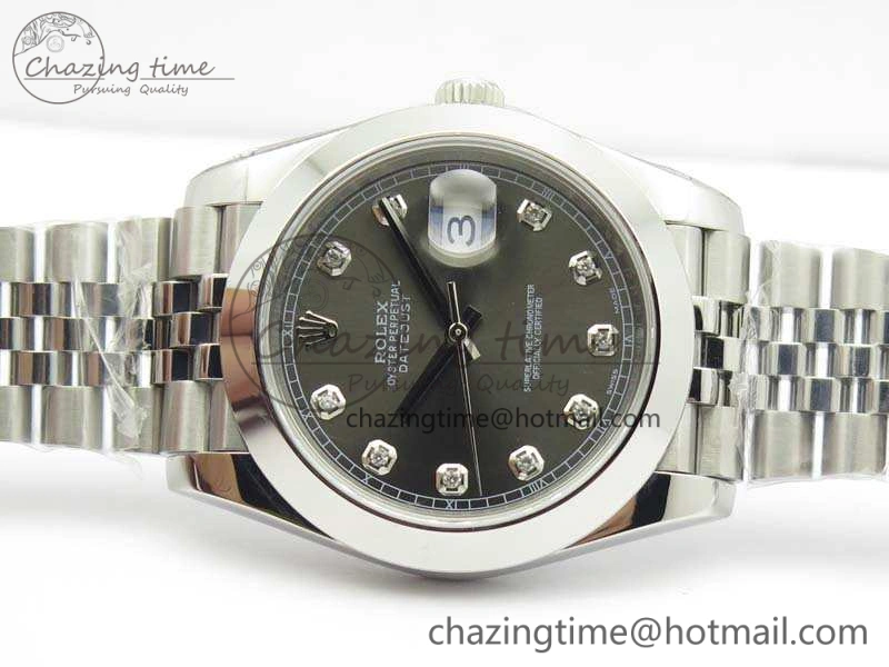 DateJust 228238 Smooth Bezel SS Noob 1:1 Best Edition Gray Dial Diamond On Jubilee Bracelet A3235