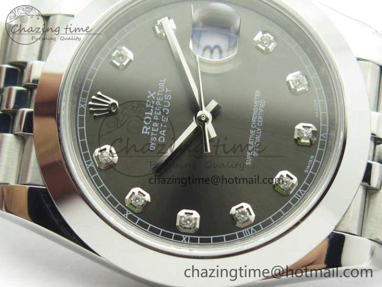 DateJust 228238 Smooth Bezel SS Noob 1:1 Best Edition Gray Dial Diamond On Jubilee Bracelet A3235