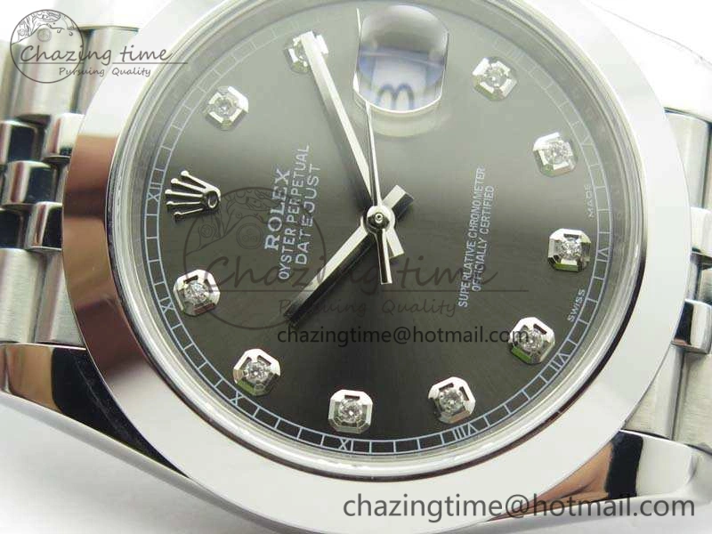 DateJust 228238 Smooth Bezel SS Noob 1:1 Best Edition Gray Dial Diamond On Jubilee Bracelet A3235