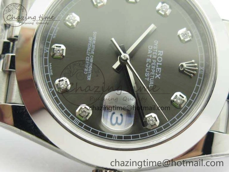 DateJust 228238 Smooth Bezel SS Noob 1:1 Best Edition Gray Dial Diamond On Jubilee Bracelet A3235