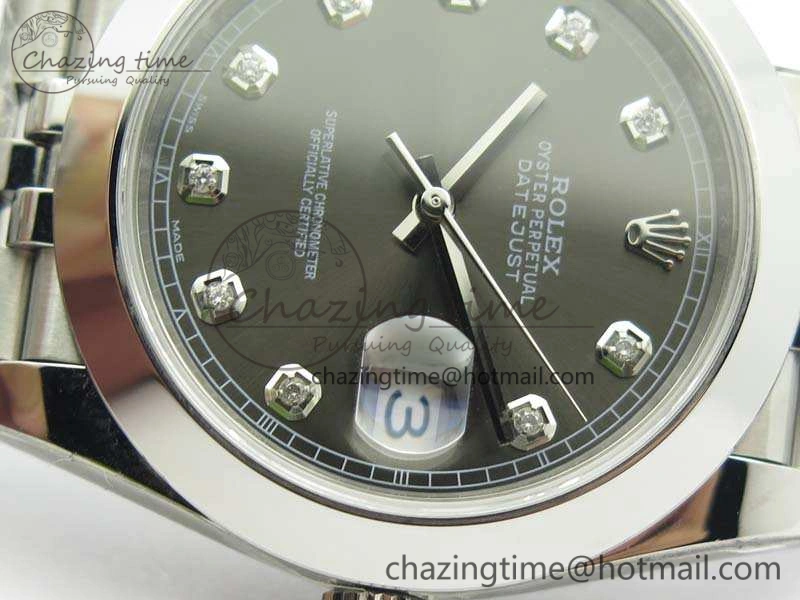 DateJust 228238 Smooth Bezel SS Noob 1:1 Best Edition Gray Dial Diamond On Jubilee Bracelet A3235