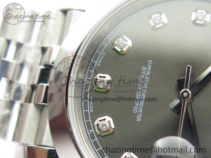 DateJust 228238 Smooth Bezel SS Noob 1:1 Best Edition Gray Dial Diamond On Jubilee Bracelet A3235