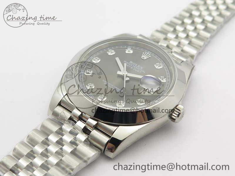 DateJust 228238 Smooth Bezel SS Noob 1:1 Best Edition Gray Dial Diamond On Jubilee Bracelet A3235