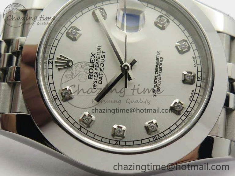 DateJust 228238 Smooth Bezel SS Noob 1:1 Best Edition Silver Dial Diamond On Jubilee Bracelet A3235