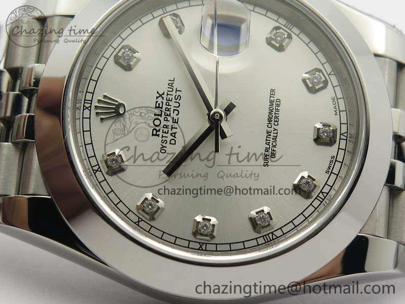 DateJust 228238 Smooth Bezel SS Noob 1:1 Best Edition Silver Dial Diamond On Jubilee Bracelet A3235