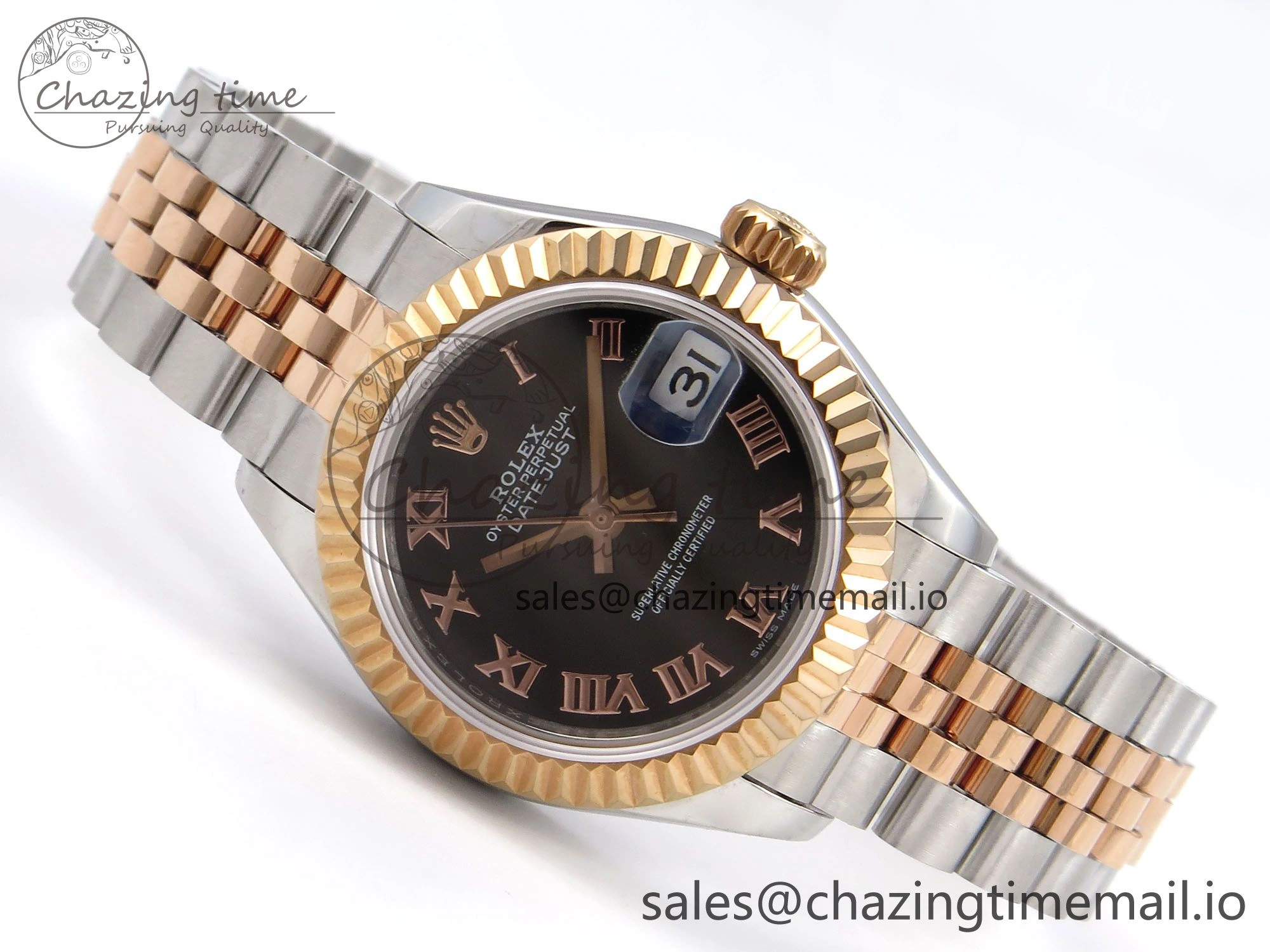 DateJust 28MM 279171 SS RG GMF 1:1 Best Edition 904L Steel Black Roman Dial on Jubilee Bracelet A2671