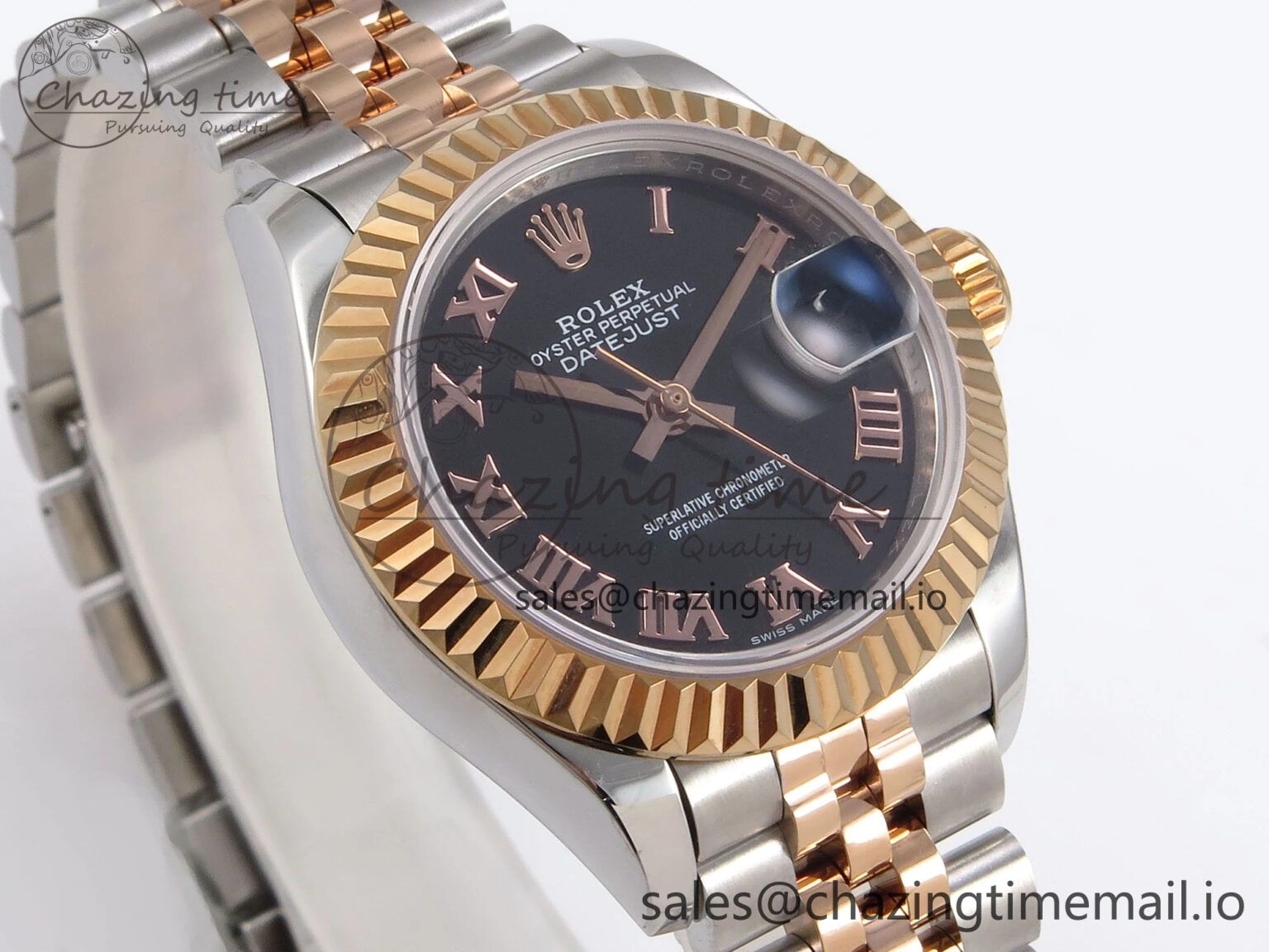 DateJust 28MM 279171 SS RG GMF 1:1 Best Edition 904L Steel Black Roman Dial on Jubilee Bracelet A2671