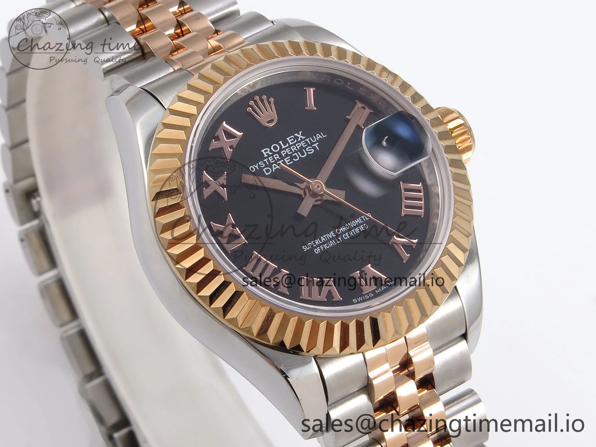 DateJust 28MM 279171 SS RG GMF 1:1 Best Edition 904L Steel Black Roman Dial on Jubilee Bracelet A2671