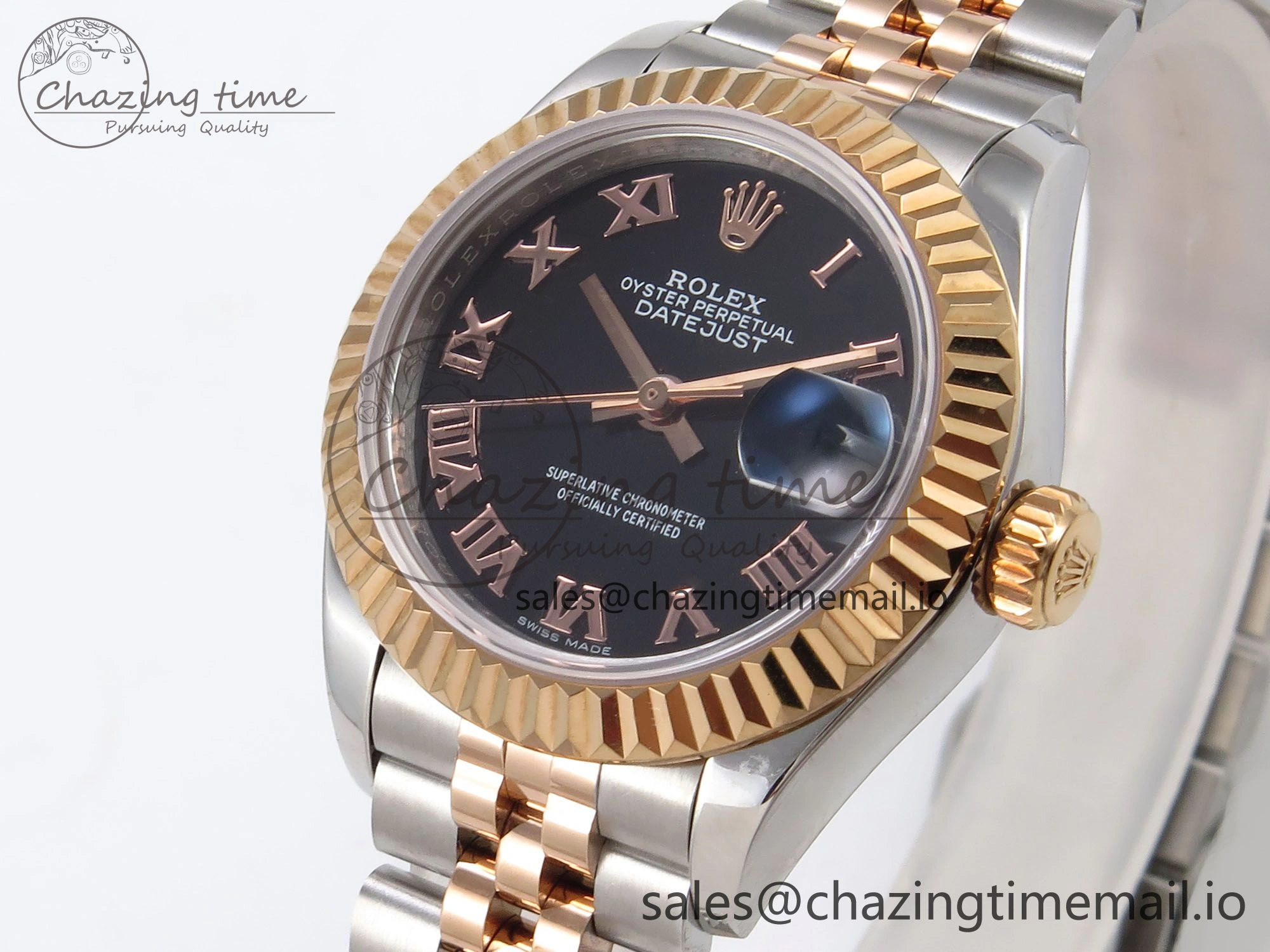 DateJust 28MM 279171 SS RG GMF 1:1 Best Edition 904L Steel Black Roman Dial on Jubilee Bracelet A2671