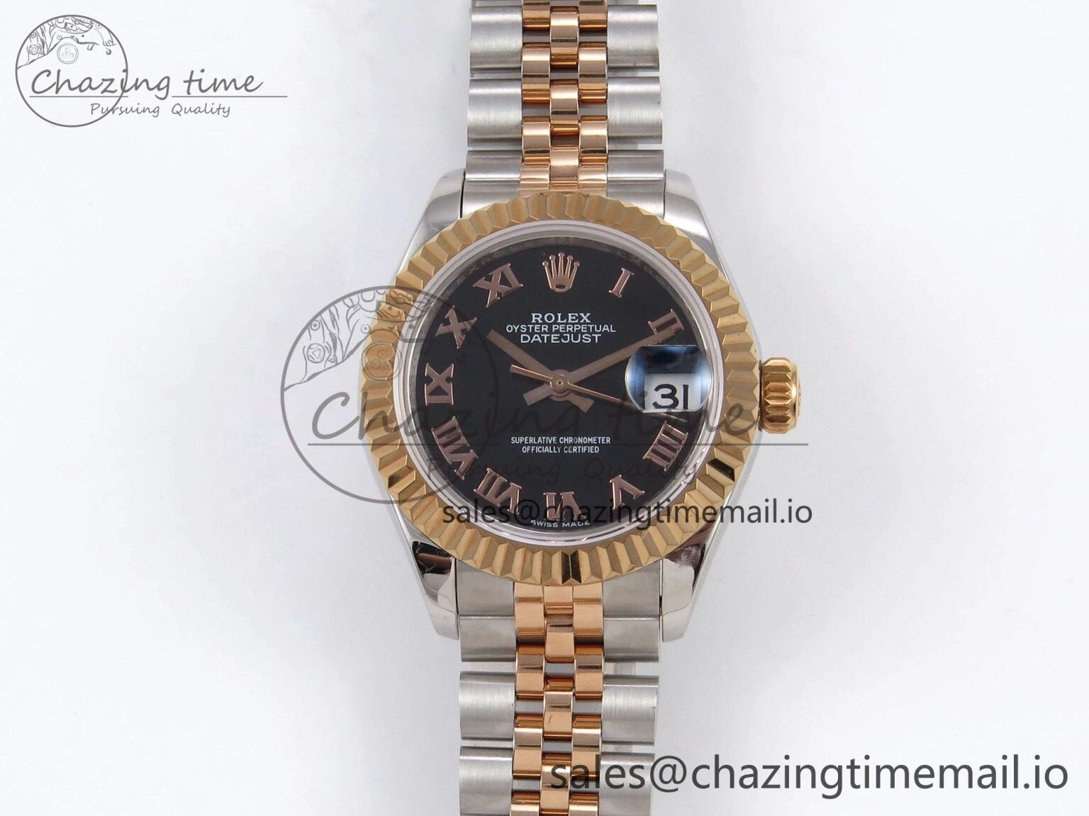 DateJust 28MM 279171 SS RG GMF 1:1 Best Edition 904L Steel Black Roman Dial on Jubilee Bracelet A2671