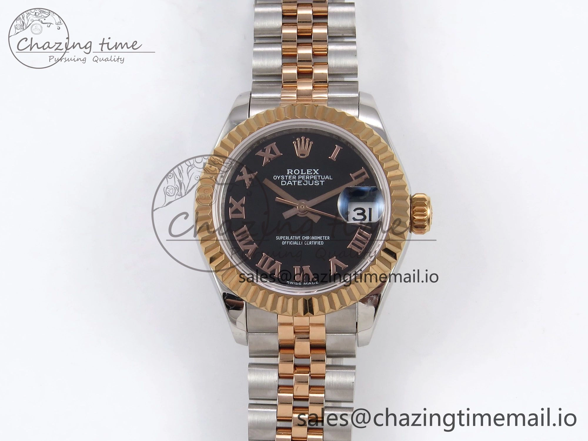 DateJust 28MM 279171 SS RG GMF 1:1 Best Edition 904L Steel Black Roman Dial on Jubilee Bracelet A2671