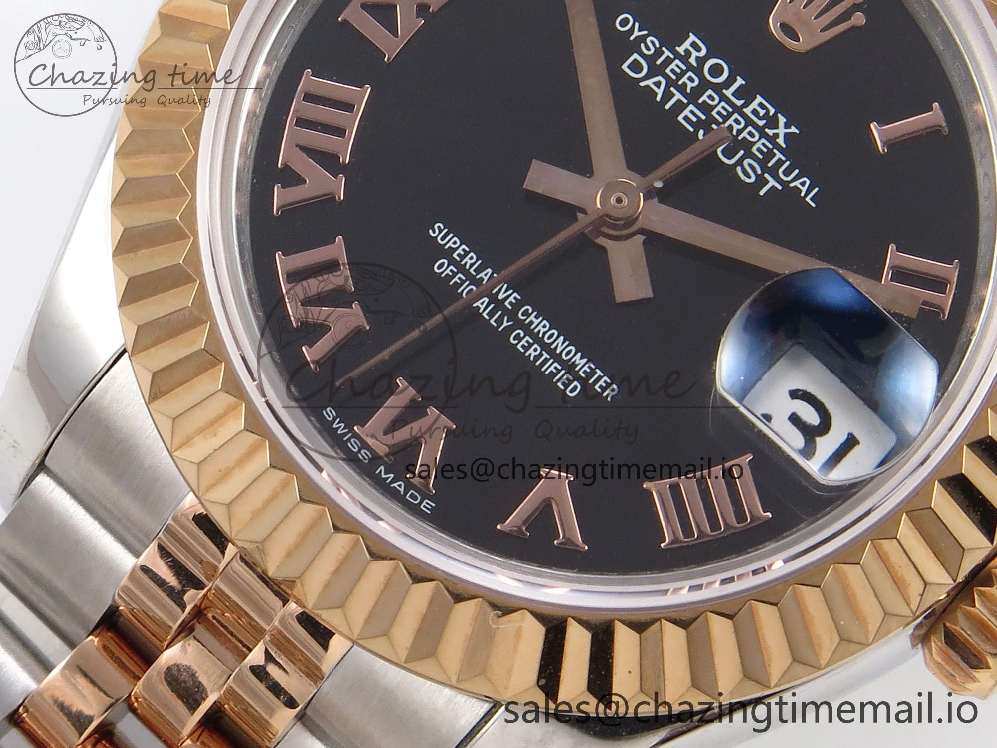 DateJust 28MM 279171 SS RG GMF 1:1 Best Edition 904L Steel Black Roman Dial on Jubilee Bracelet A2671