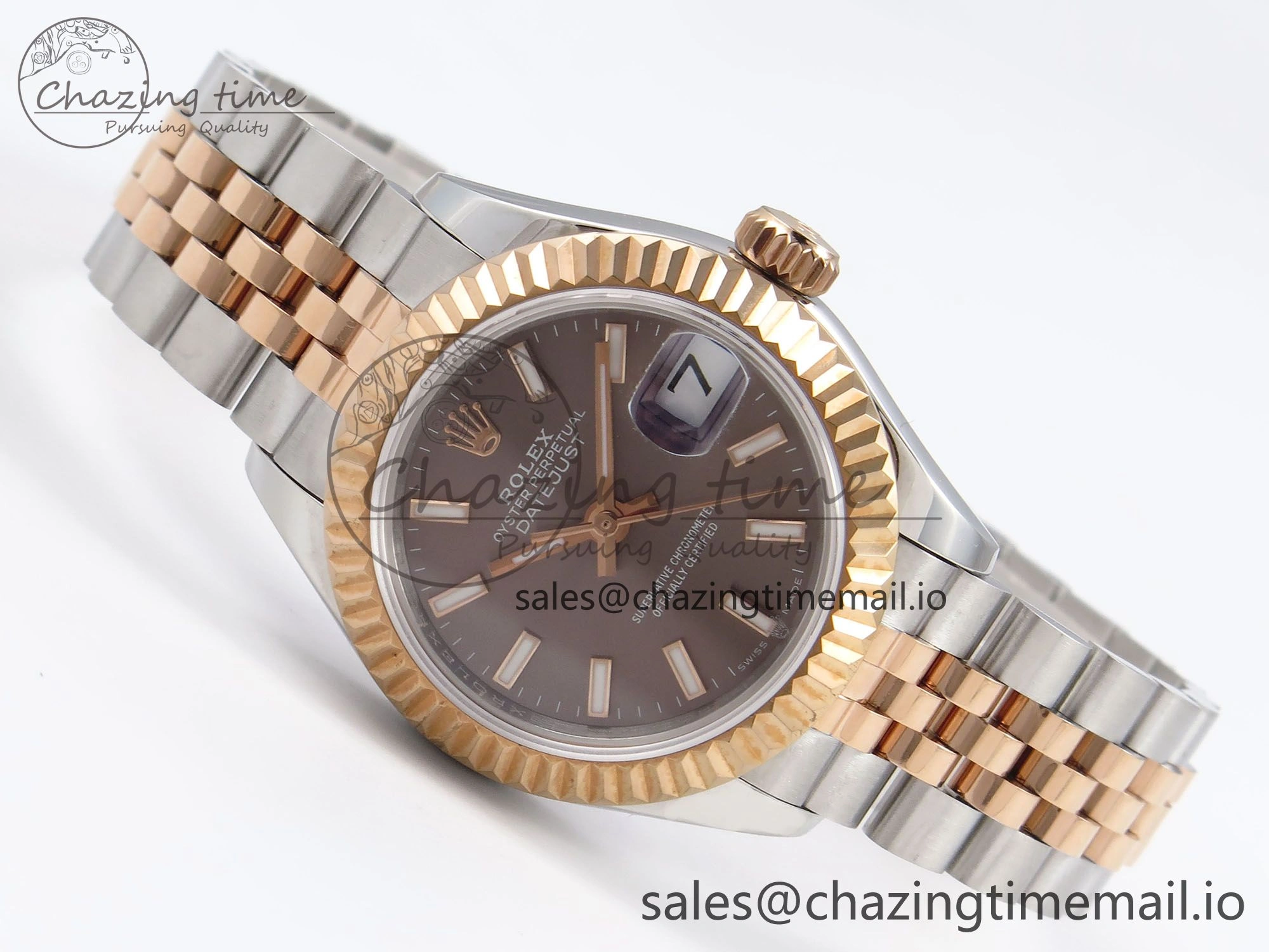 DateJust 28MM 279171 SS RG GMF 1:1 Best Edition 904L Steel Brown Stick Dial on Jubilee Bracelet A2671