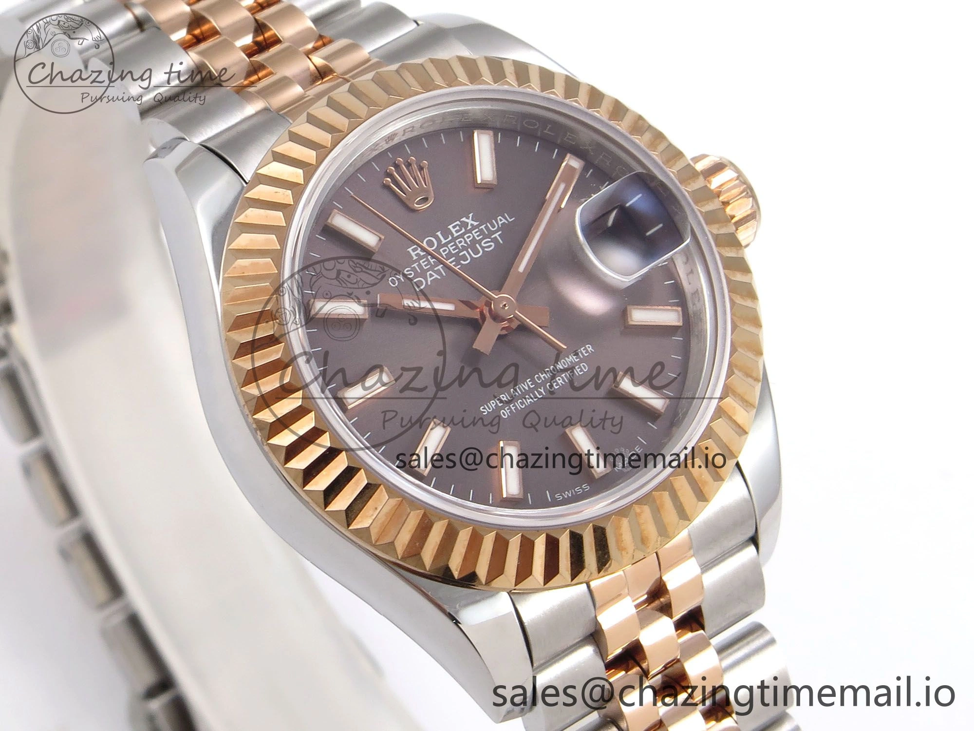 DateJust 28MM 279171 SS RG GMF 1:1 Best Edition 904L Steel Brown Stick Dial on Jubilee Bracelet A2671