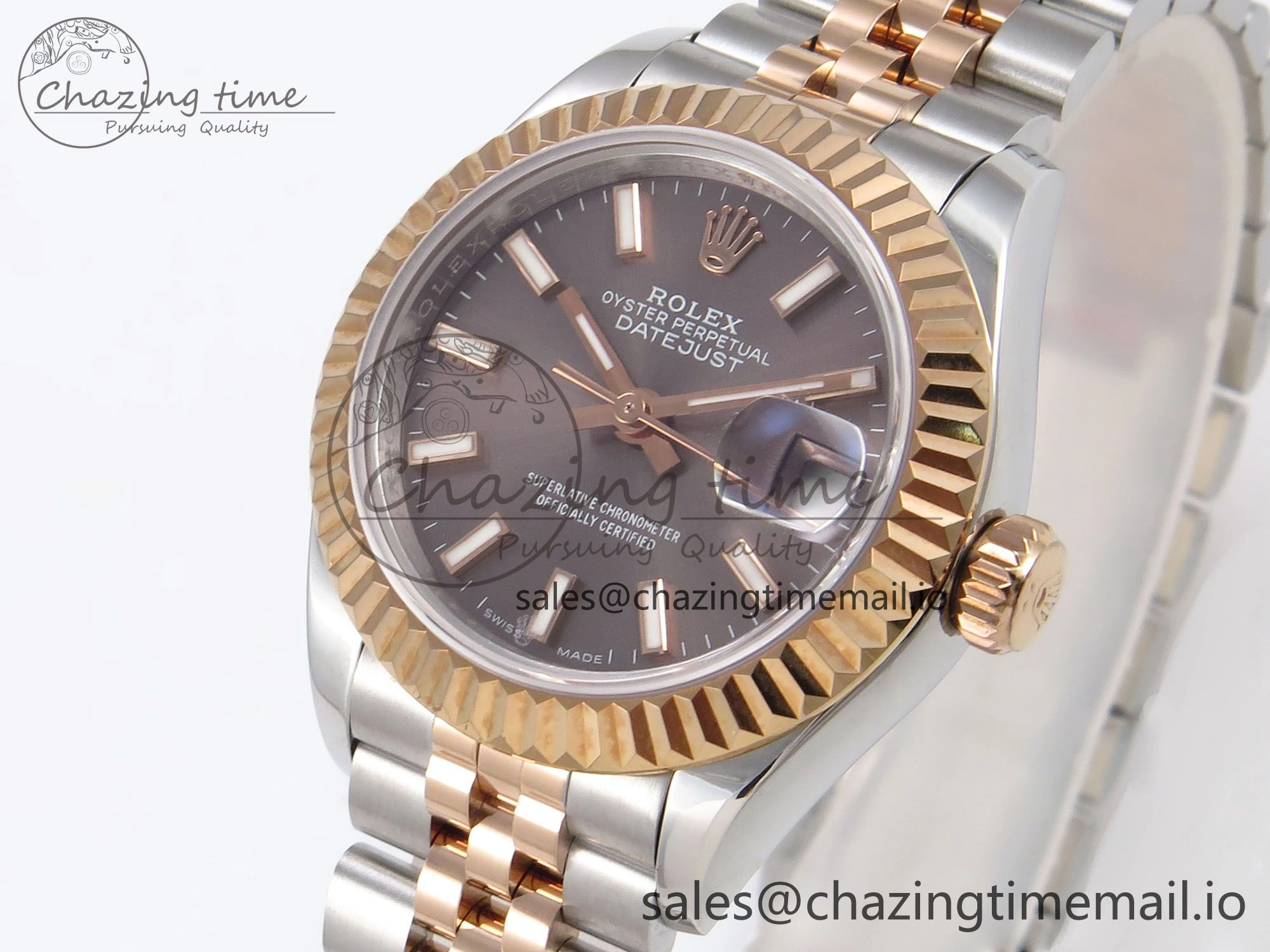 DateJust 28MM 279171 SS RG GMF 1:1 Best Edition 904L Steel Brown Stick Dial on Jubilee Bracelet A2671