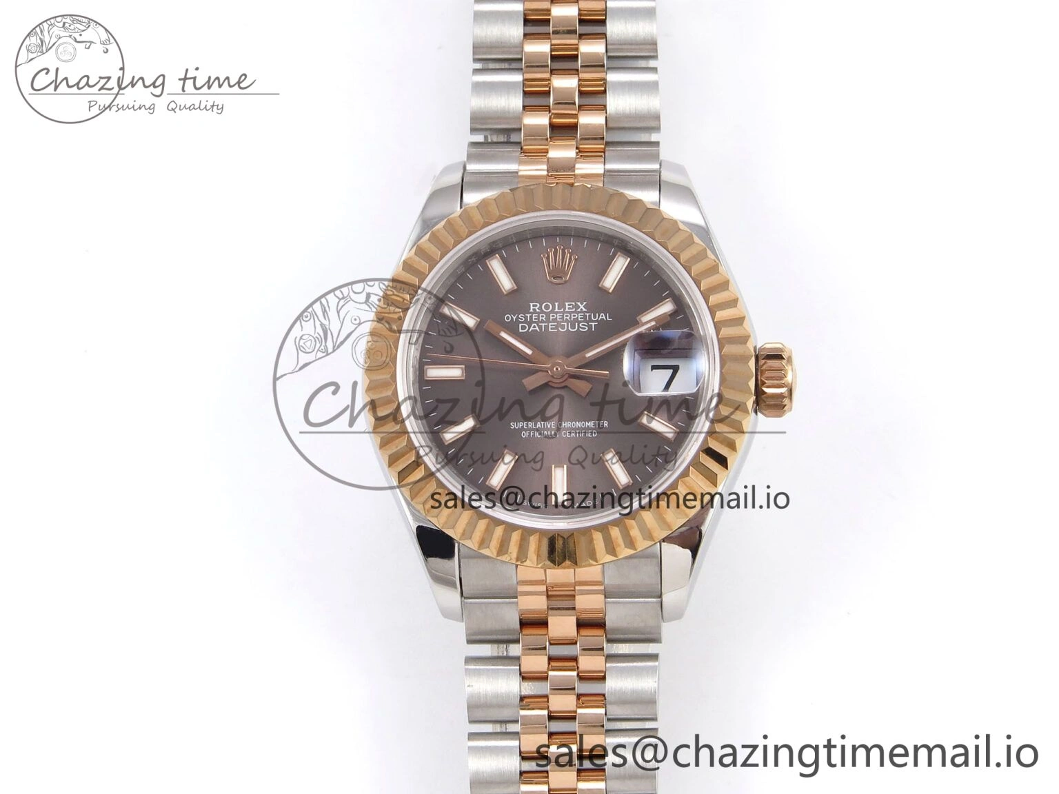 DateJust 28MM 279171 SS RG GMF 1:1 Best Edition 904L Steel Brown Stick Dial on Jubilee Bracelet A2671