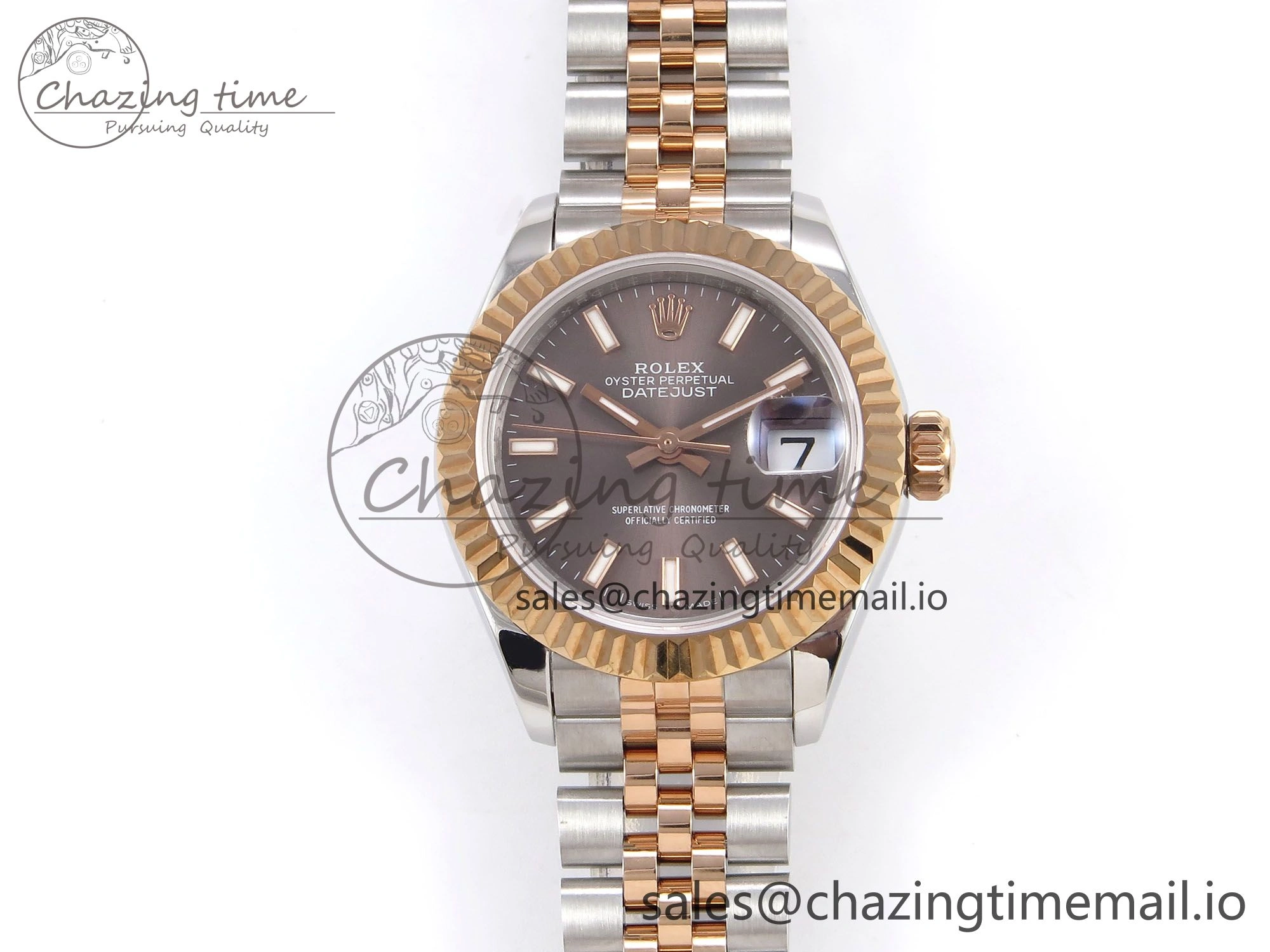 DateJust 28MM 279171 SS RG GMF 1:1 Best Edition 904L Steel Brown Stick Dial on Jubilee Bracelet A2671