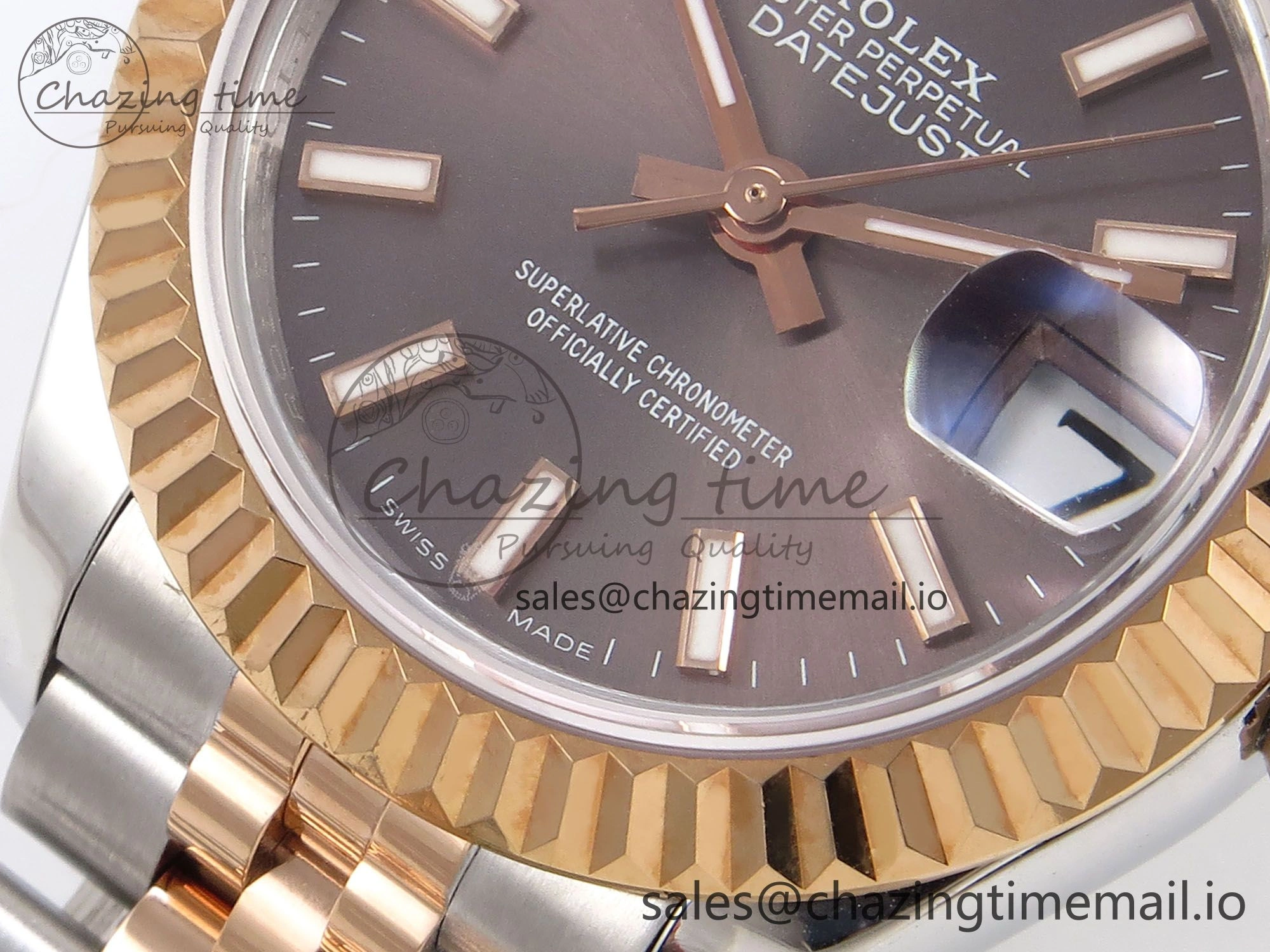 DateJust 28MM 279171 SS RG GMF 1:1 Best Edition 904L Steel Brown Stick Dial on Jubilee Bracelet A2671