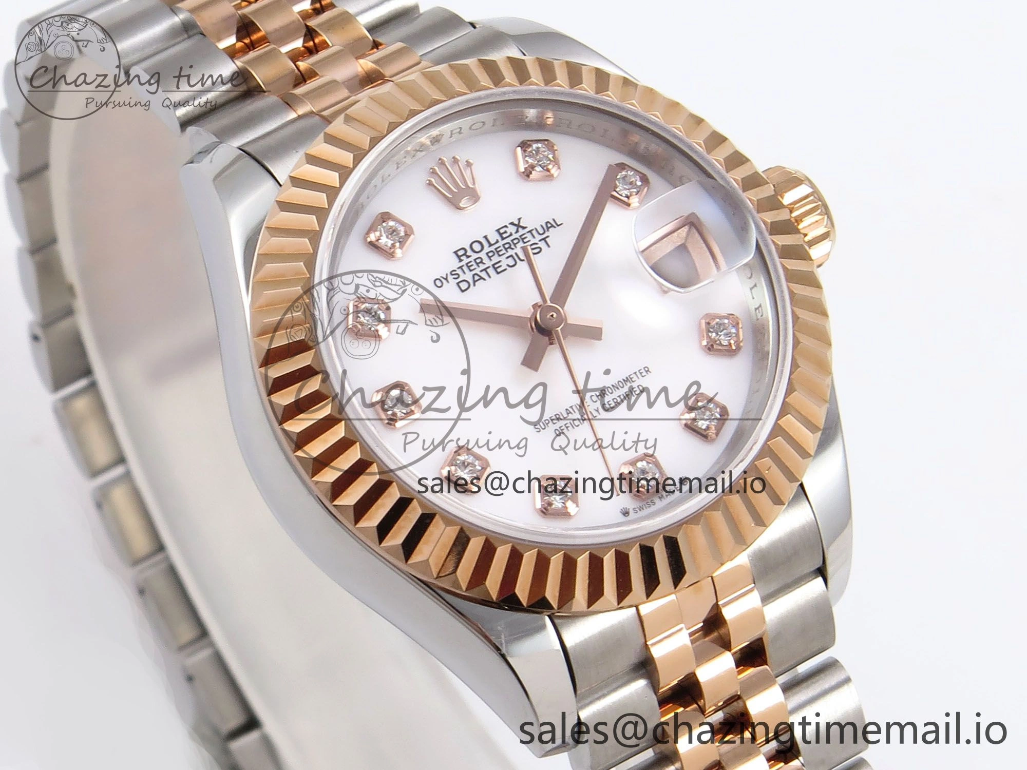DateJust 28MM 279171 SS RG GMF 1:1 Best Edition 904L Steel White Diamonds Dial on Jubilee Bracelet A2671
