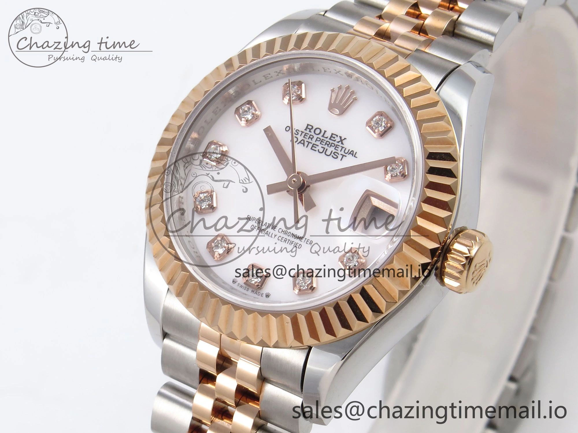 DateJust 28MM 279171 SS RG GMF 1:1 Best Edition 904L Steel White Diamonds Dial on Jubilee Bracelet A2671