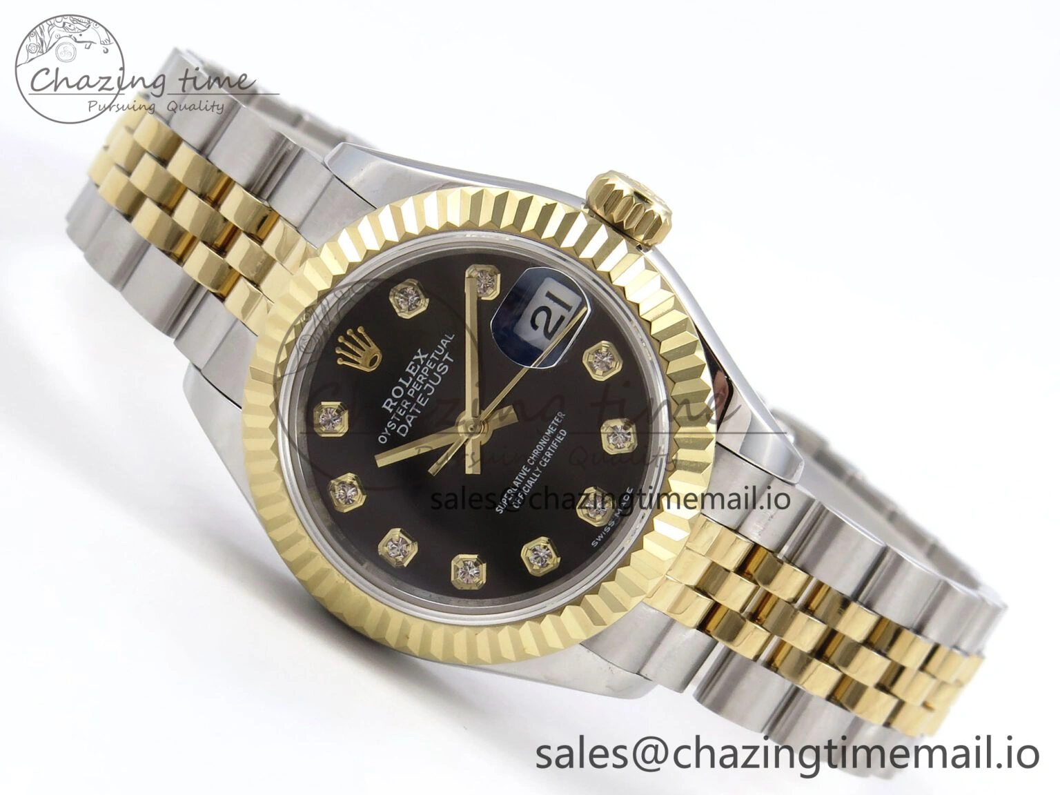 DateJust 28MM 279173 SS YG GMF 1:1 Best Edition 904L Steel Black Diamonds Dial on Jubilee Bracelet A2671
