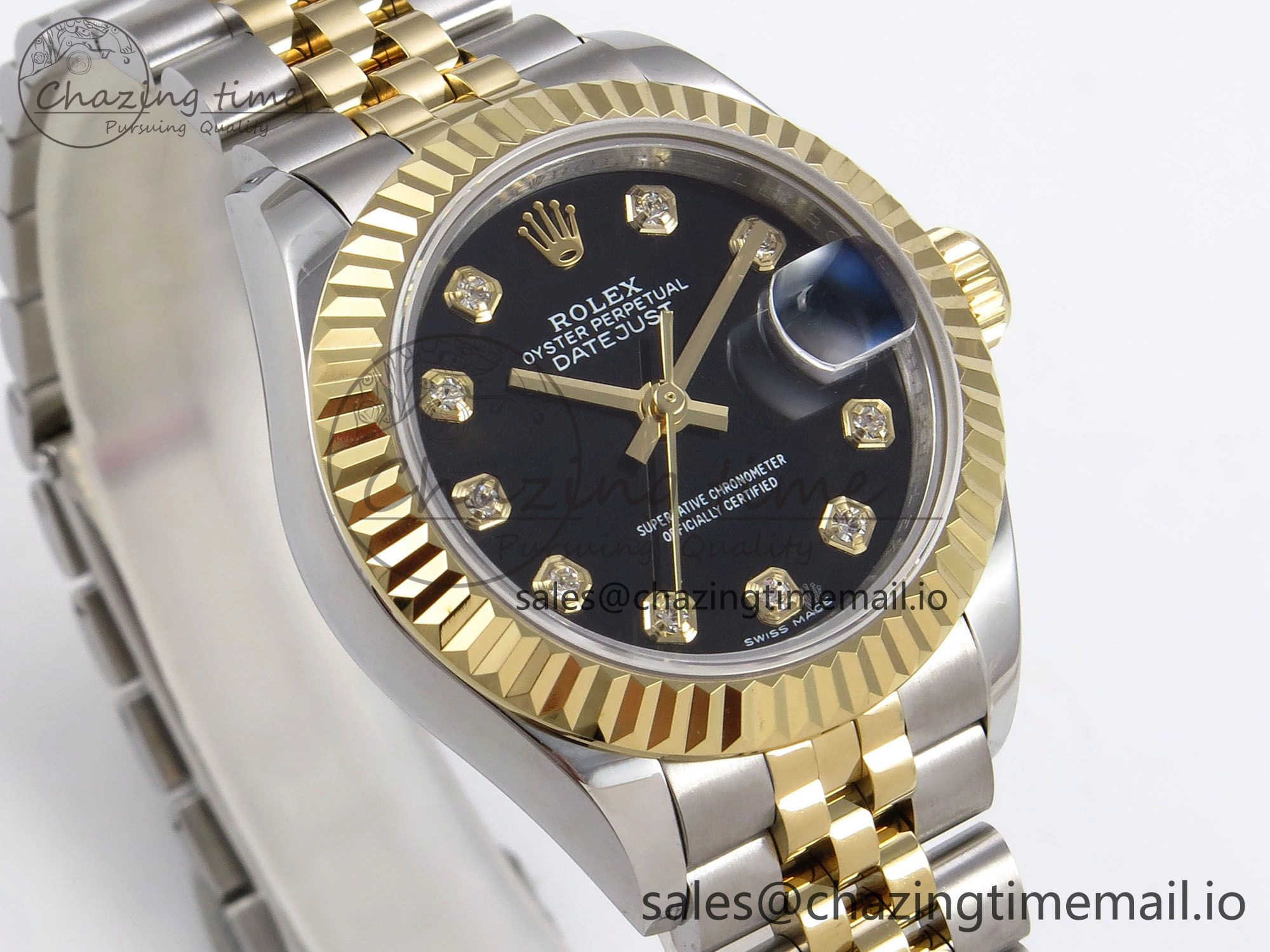 DateJust 28MM 279173 SS YG GMF 1:1 Best Edition 904L Steel Black Diamonds Dial on Jubilee Bracelet A2671