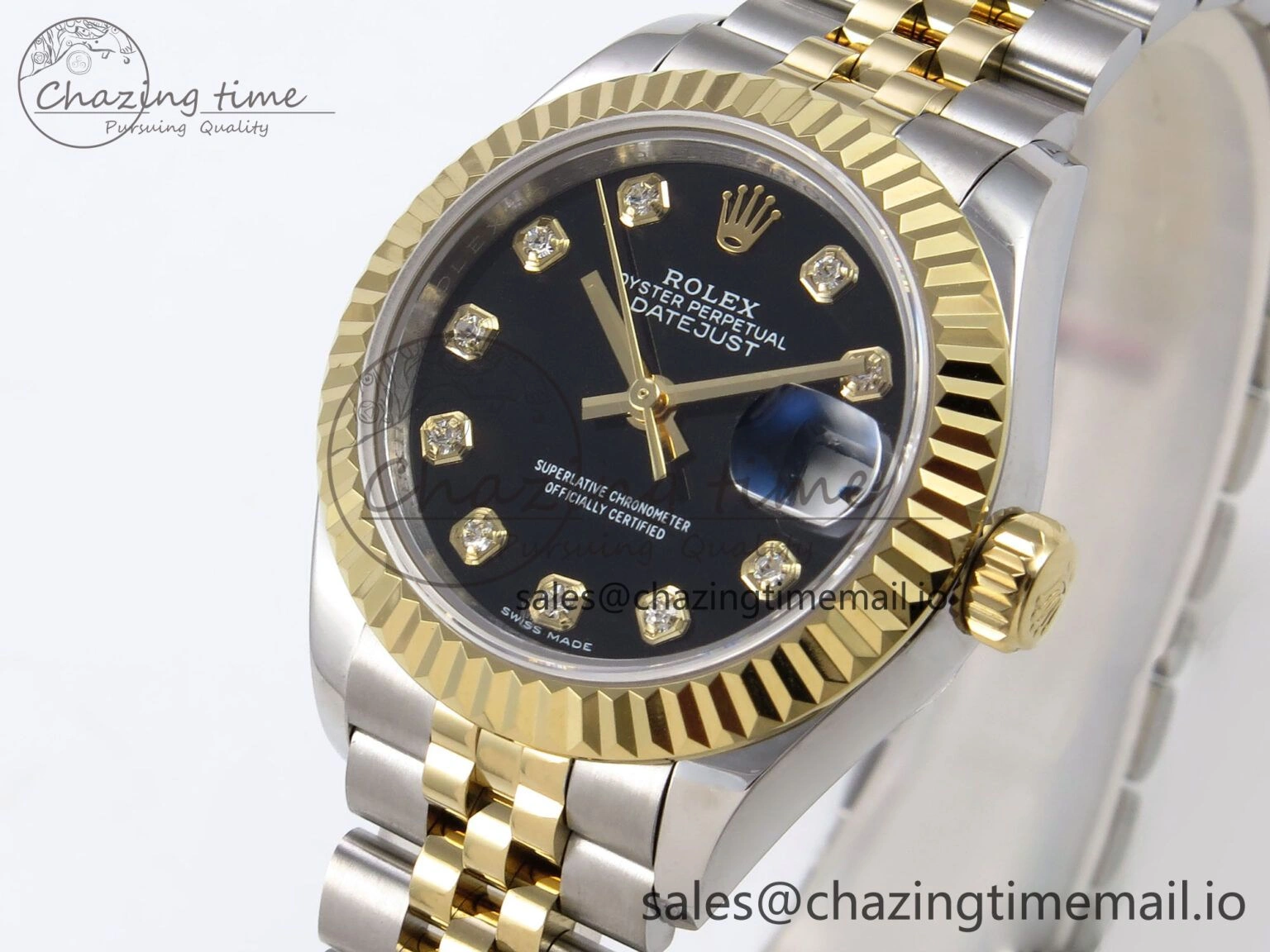DateJust 28MM 279173 SS YG GMF 1:1 Best Edition 904L Steel Black Diamonds Dial on Jubilee Bracelet A2671