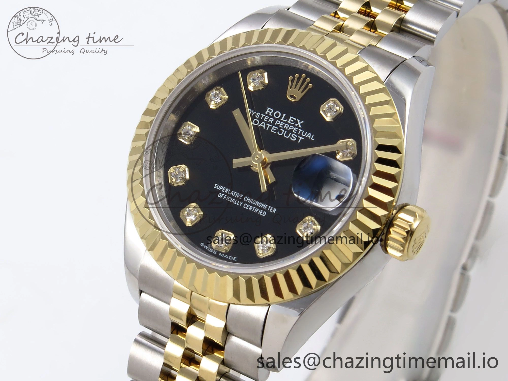 DateJust 28MM 279173 SS YG GMF 1:1 Best Edition 904L Steel Black Diamonds Dial on Jubilee Bracelet A2671