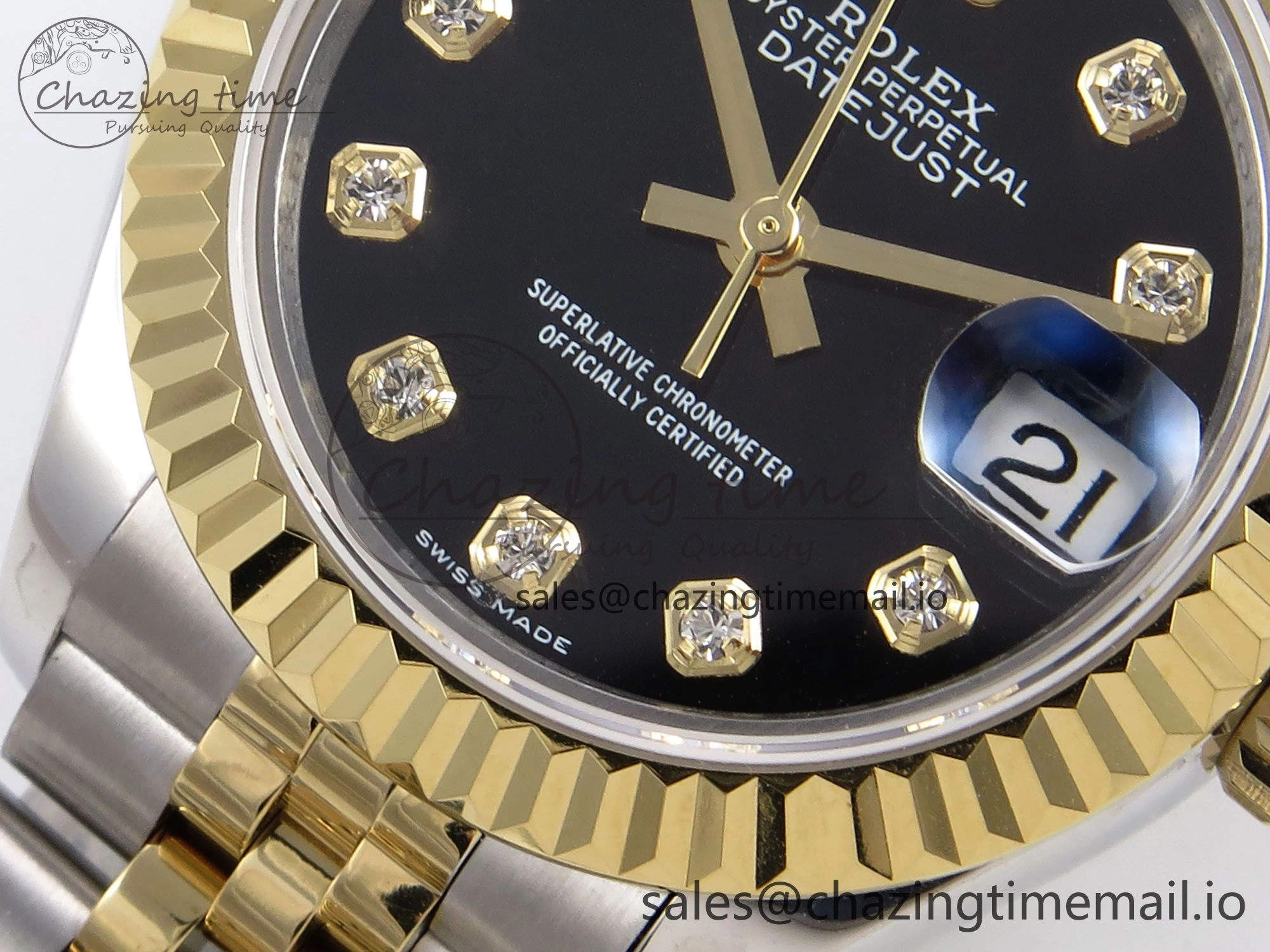DateJust 28MM 279173 SS YG GMF 1:1 Best Edition 904L Steel Black Diamonds Dial on Jubilee Bracelet A2671