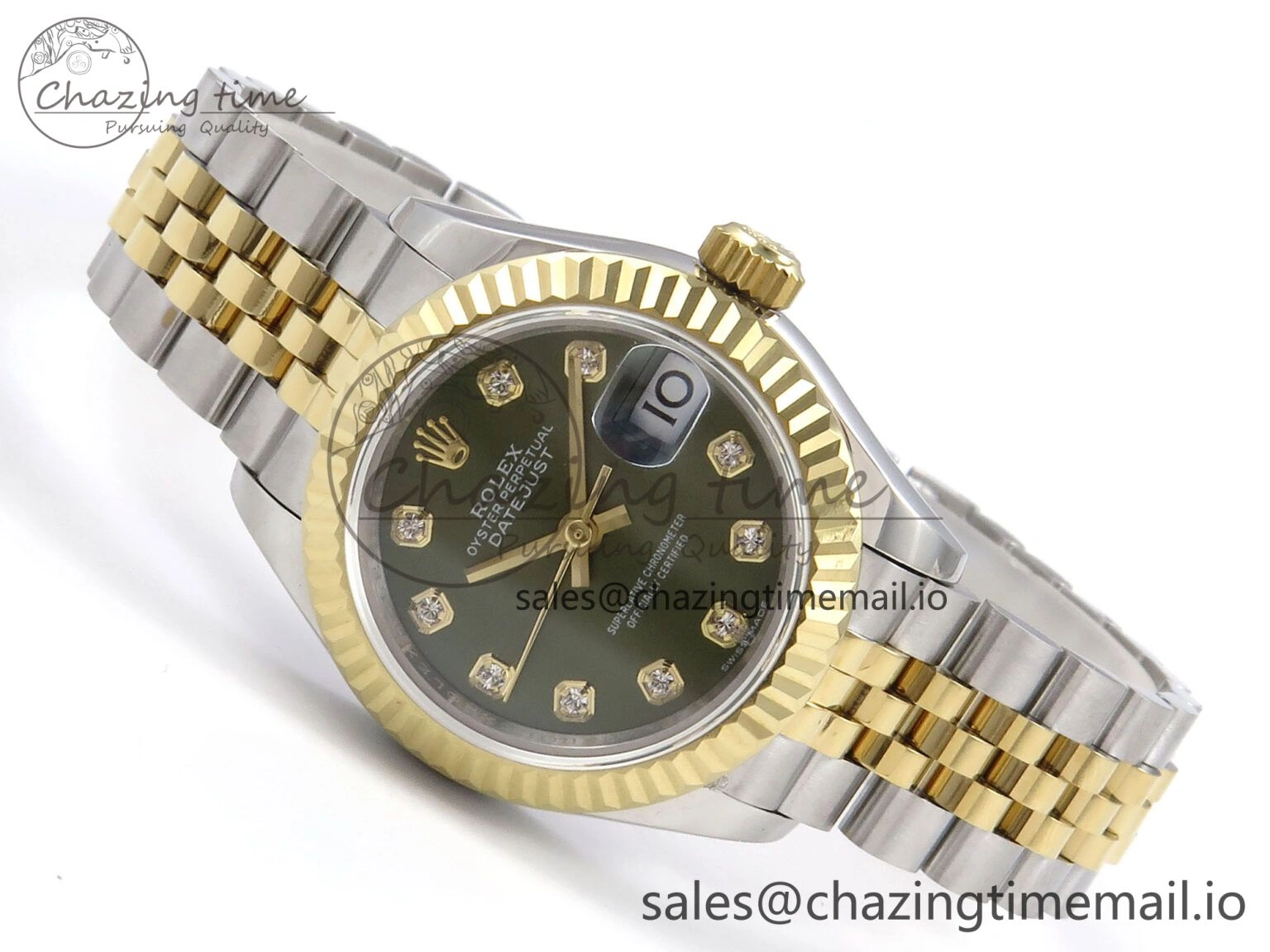 DateJust 28MM 279173 SS YG GMF 1:1 Best Edition 904L Steel Green Diamonds Dial on Jubilee Bracelet A2671