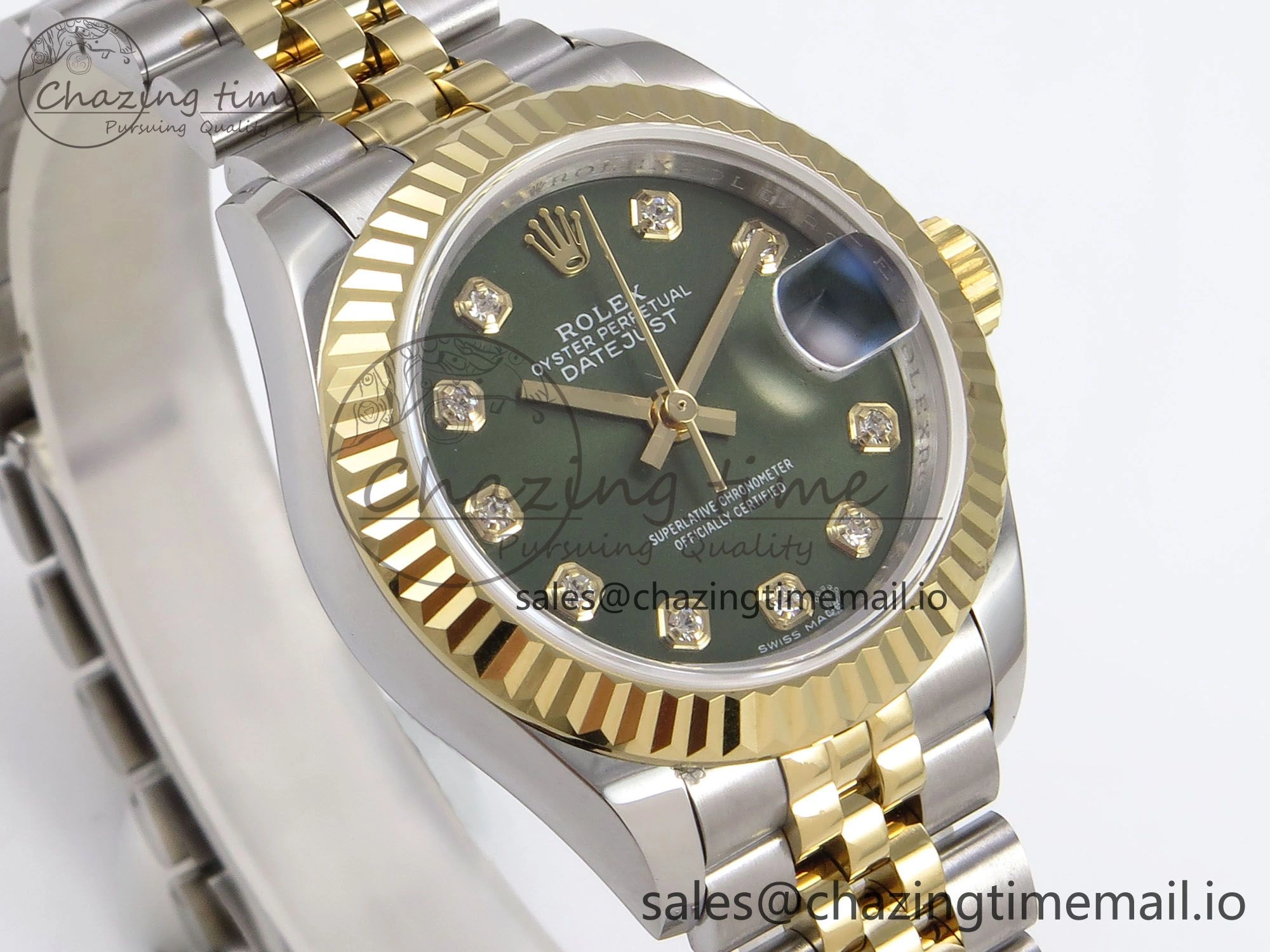 DateJust 28MM 279173 SS YG GMF 1:1 Best Edition 904L Steel Green Diamonds Dial on Jubilee Bracelet A2671