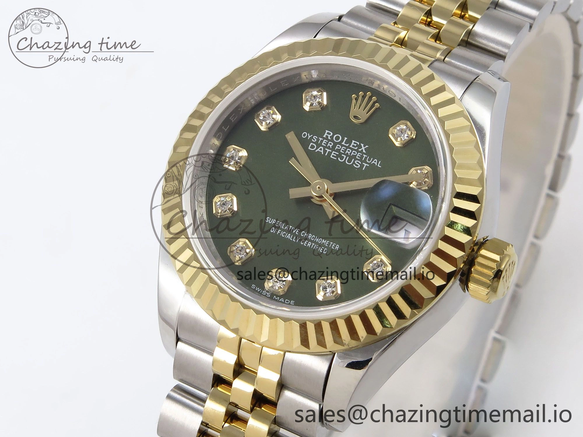 DateJust 28MM 279173 SS YG GMF 1:1 Best Edition 904L Steel Green Diamonds Dial on Jubilee Bracelet A2671