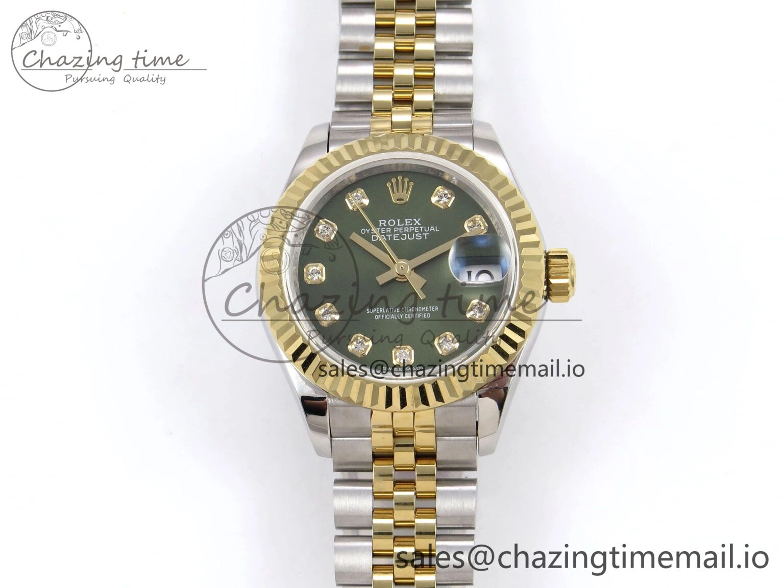 DateJust 28MM 279173 SS YG GMF 1:1 Best Edition 904L Steel Green Diamonds Dial on Jubilee Bracelet A2671