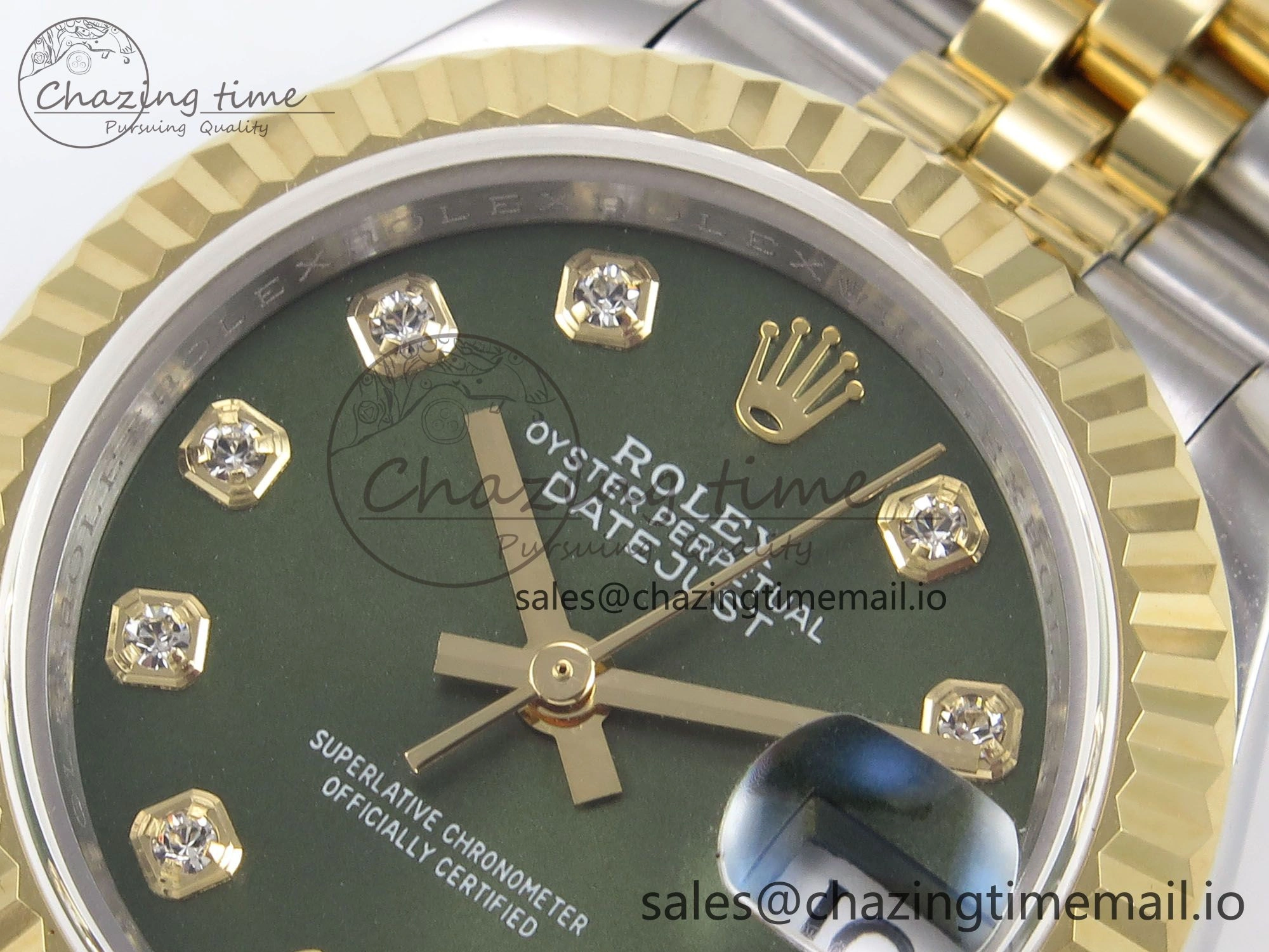 DateJust 28MM 279173 SS YG GMF 1:1 Best Edition 904L Steel Green Diamonds Dial on Jubilee Bracelet A2671