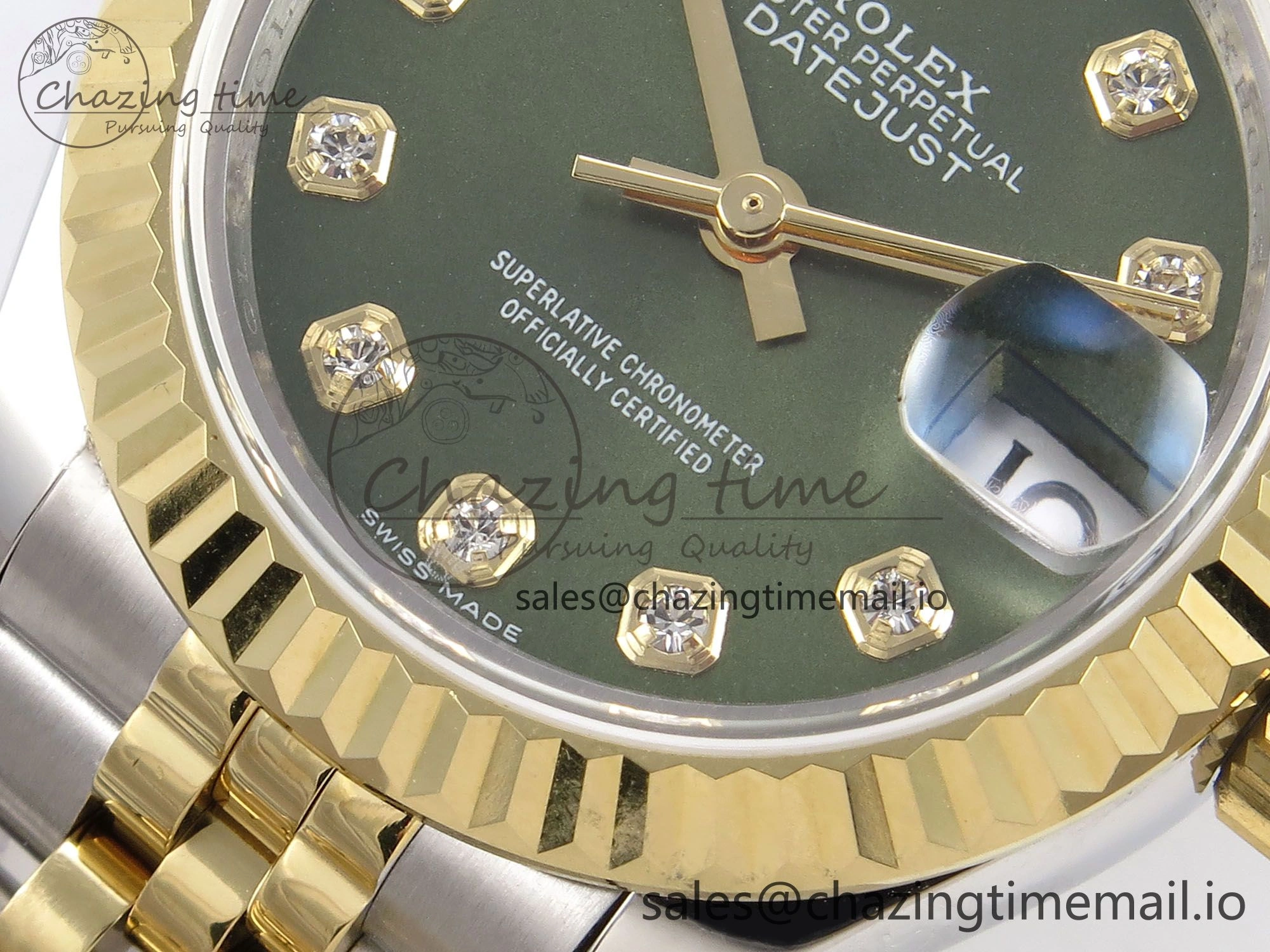 DateJust 28MM 279173 SS YG GMF 1:1 Best Edition 904L Steel Green Diamonds Dial on Jubilee Bracelet A2671