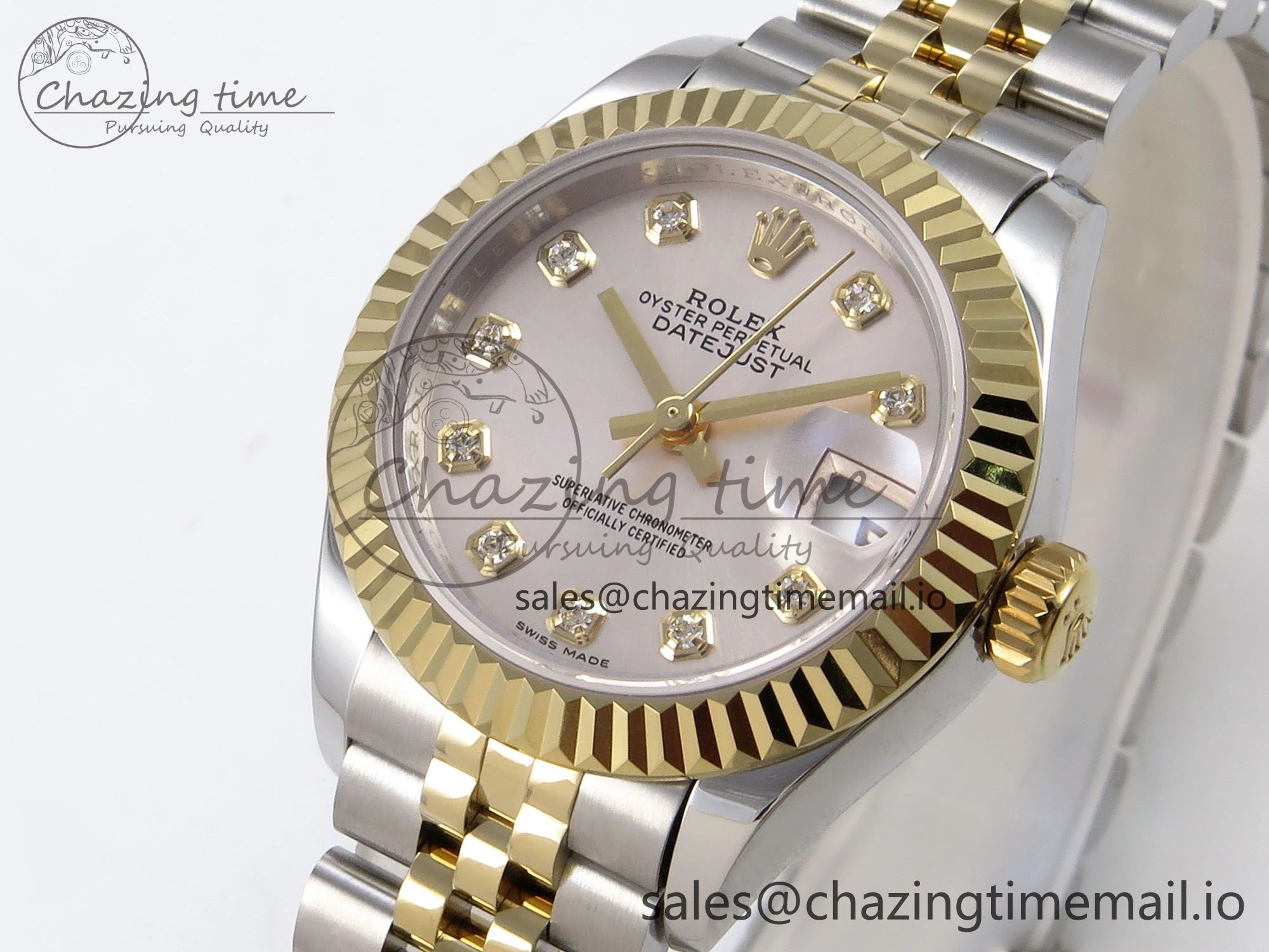 DateJust 28MM 279173 SS YG GMF 1:1 Best Edition 904L Steel Silver Diamonds Dial on Jubilee Bracelet A2671