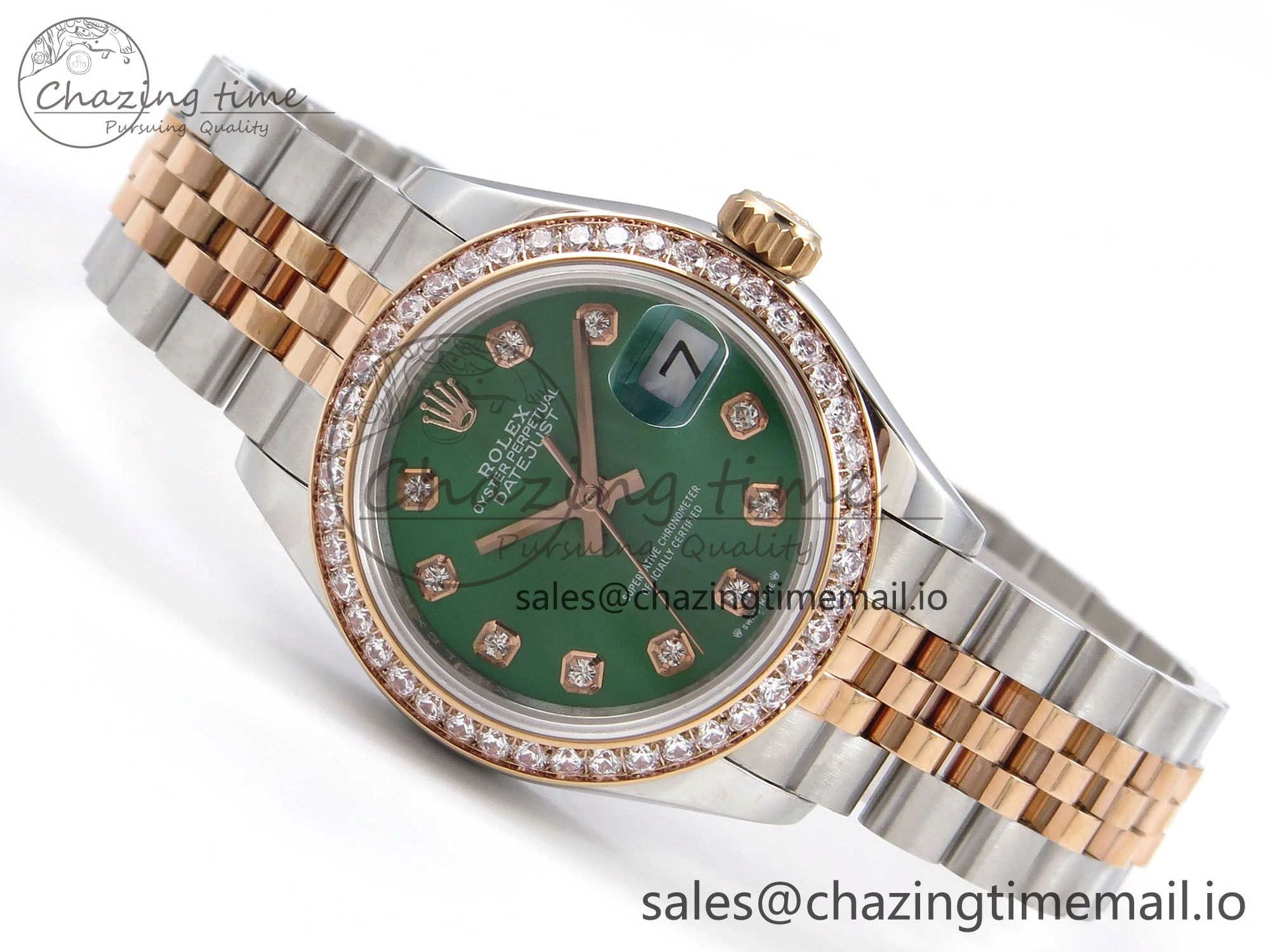 DateJust 28MM 279381RBR SS RG GMF 1:1 Best Edition 904L Steel Green Dimonds Dial on Jubilee Bracelet A2671