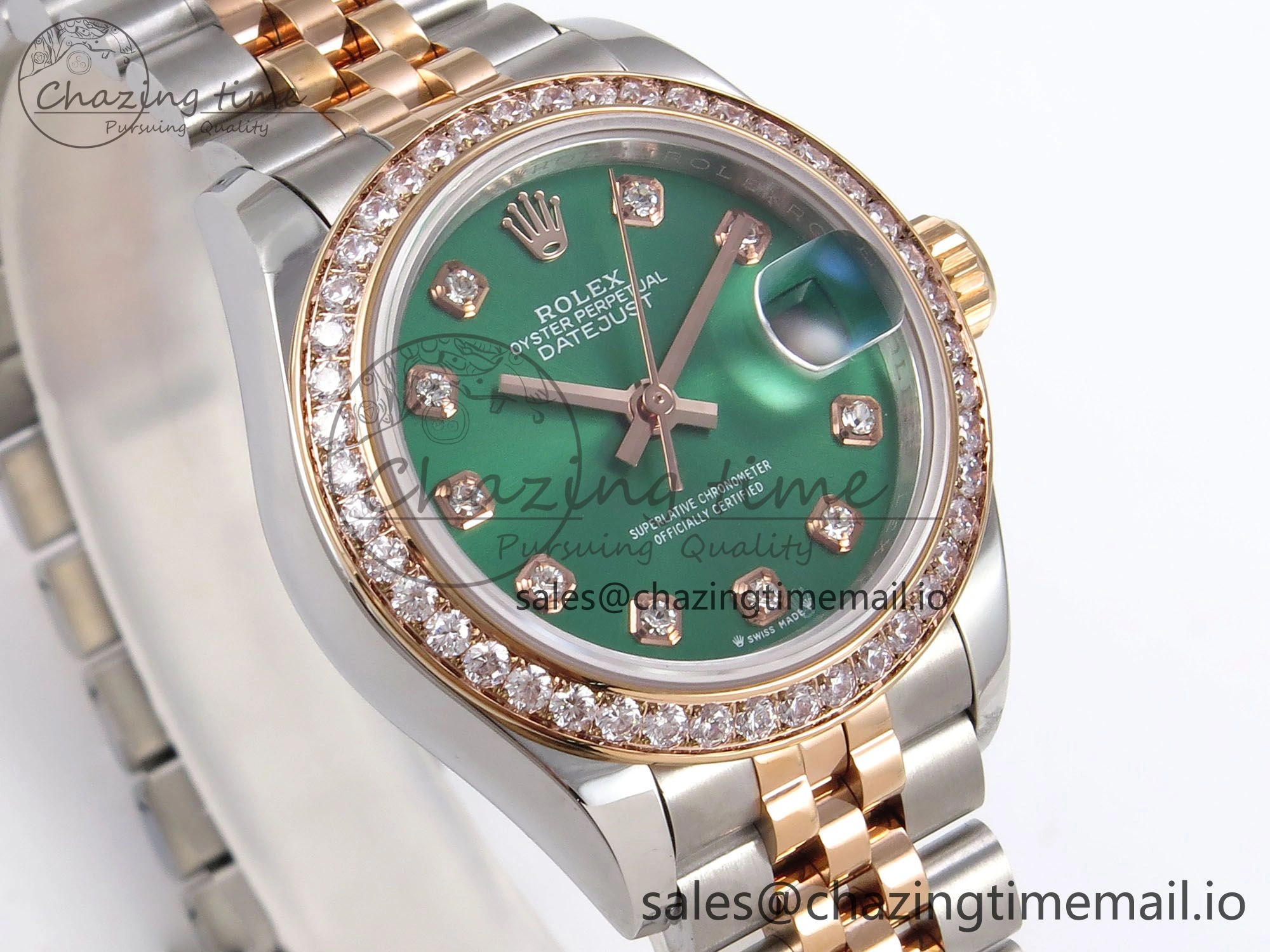 DateJust 28MM 279381RBR SS RG GMF 1:1 Best Edition 904L Steel Green Dimonds Dial on Jubilee Bracelet A2671