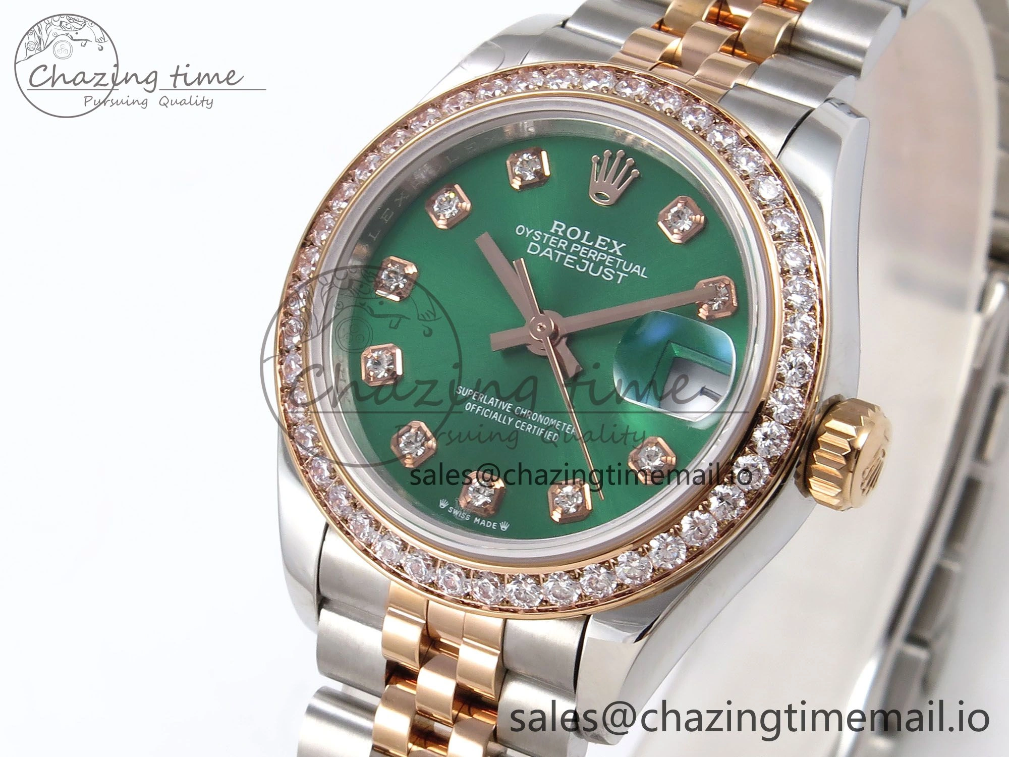 DateJust 28MM 279381RBR SS RG GMF 1:1 Best Edition 904L Steel Green Dimonds Dial on Jubilee Bracelet A2671