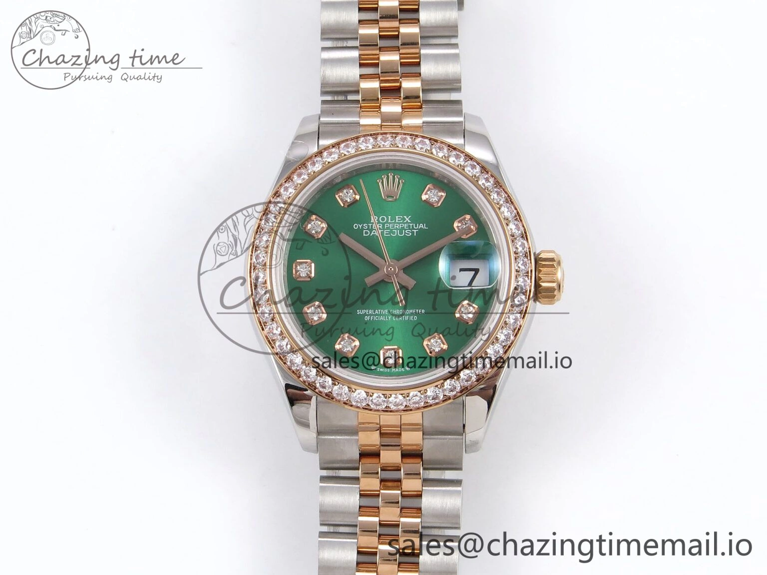 DateJust 28MM 279381RBR SS RG GMF 1:1 Best Edition 904L Steel Green Dimonds Dial on Jubilee Bracelet A2671