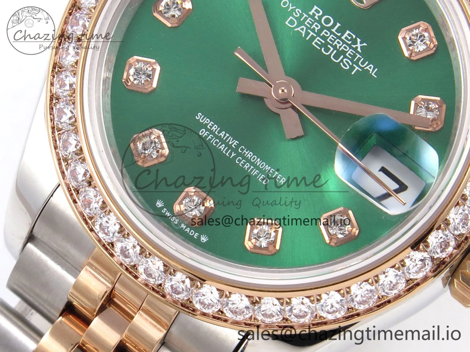 DateJust 28MM 279381RBR SS RG GMF 1:1 Best Edition 904L Steel Green Dimonds Dial on Jubilee Bracelet A2671