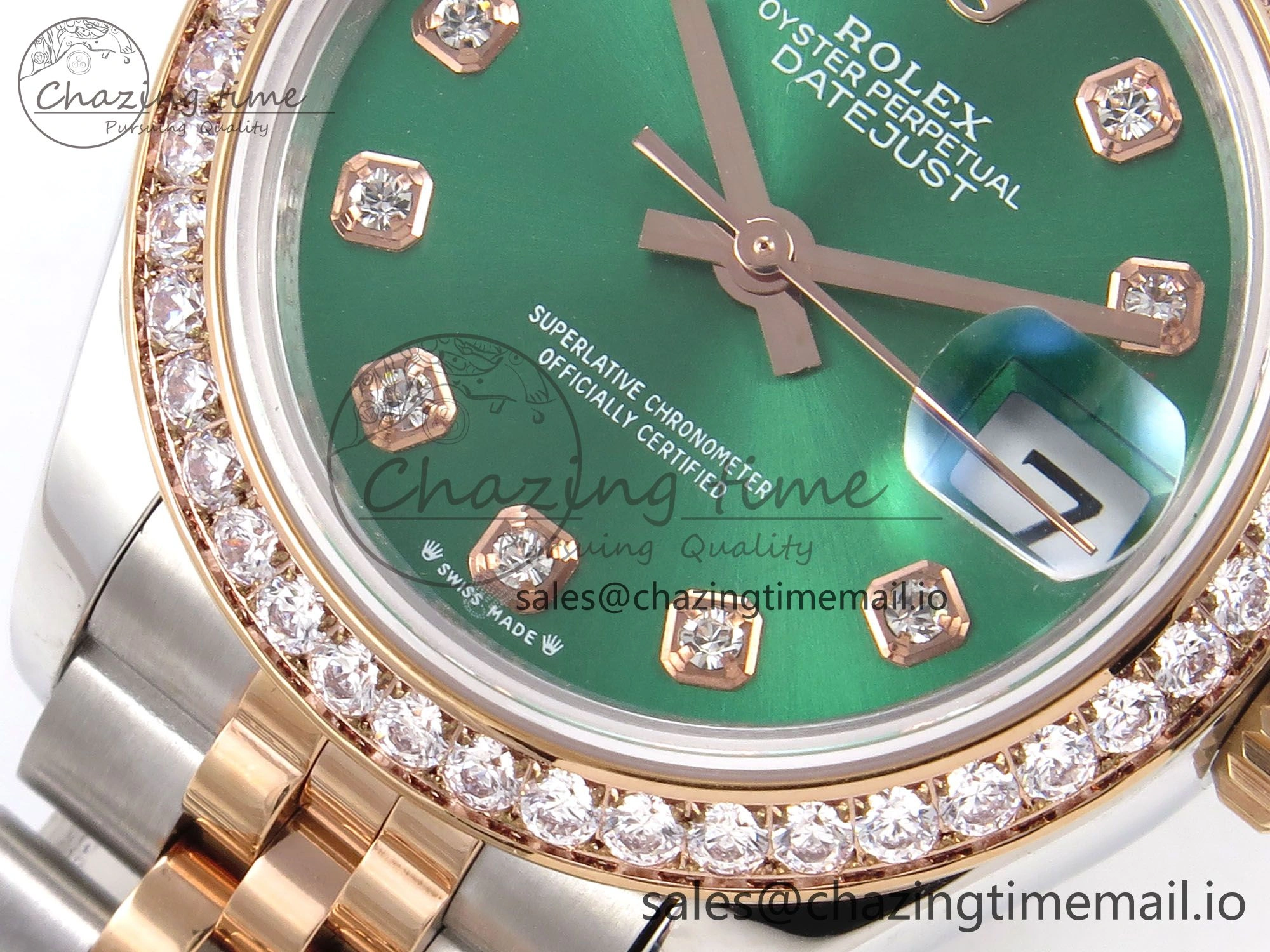 DateJust 28MM 279381RBR SS RG GMF 1:1 Best Edition 904L Steel Green Dimonds Dial on Jubilee Bracelet A2671