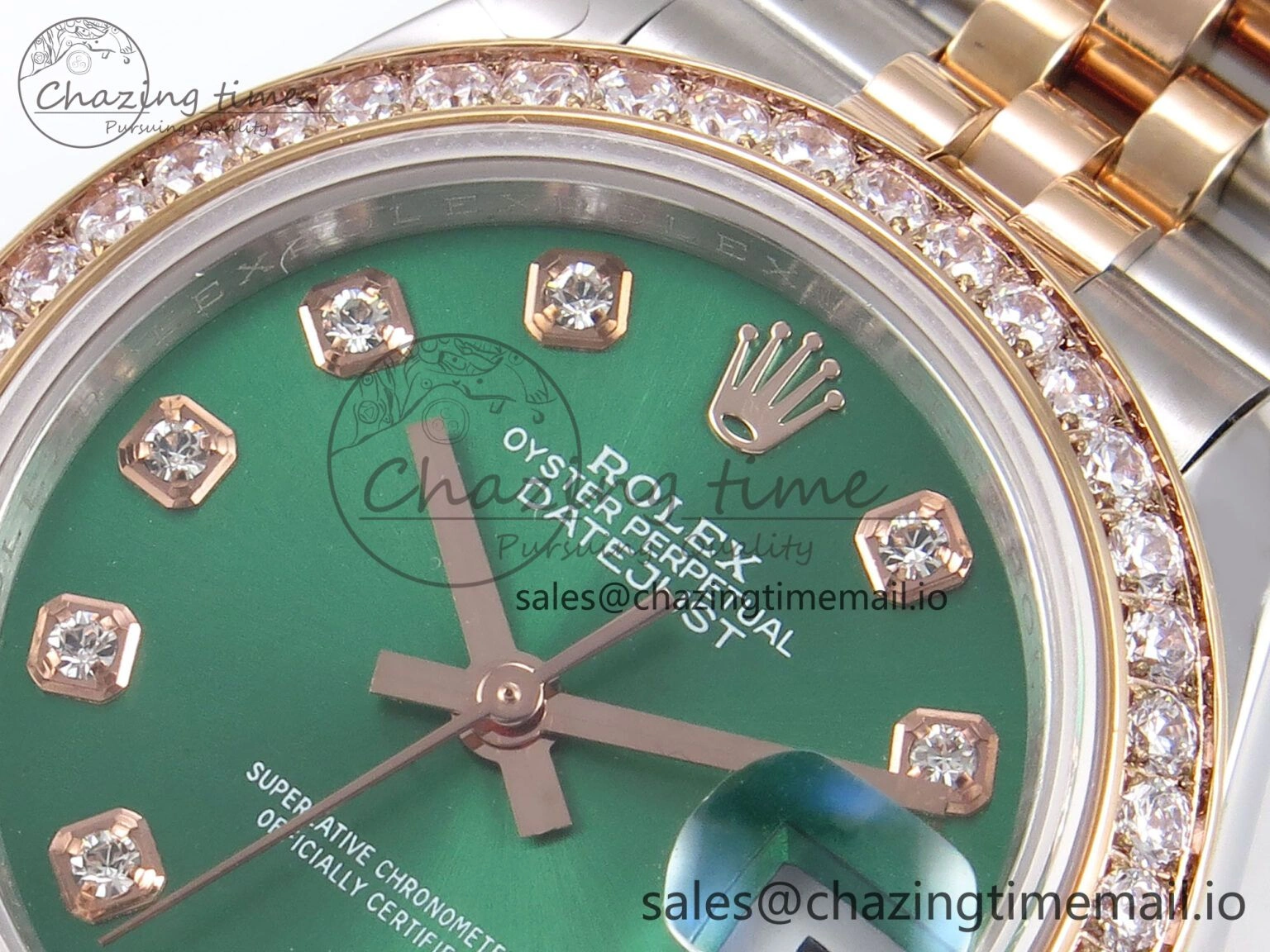 DateJust 28MM 279381RBR SS RG GMF 1:1 Best Edition 904L Steel Green Dimonds Dial on Jubilee Bracelet A2671