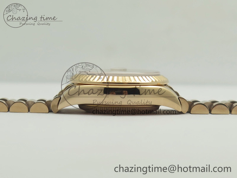 DateJust 28mm RG BP Maker Best Edition Brown Diam Dial Fluted Bezel On RG Bracelet ETA2671