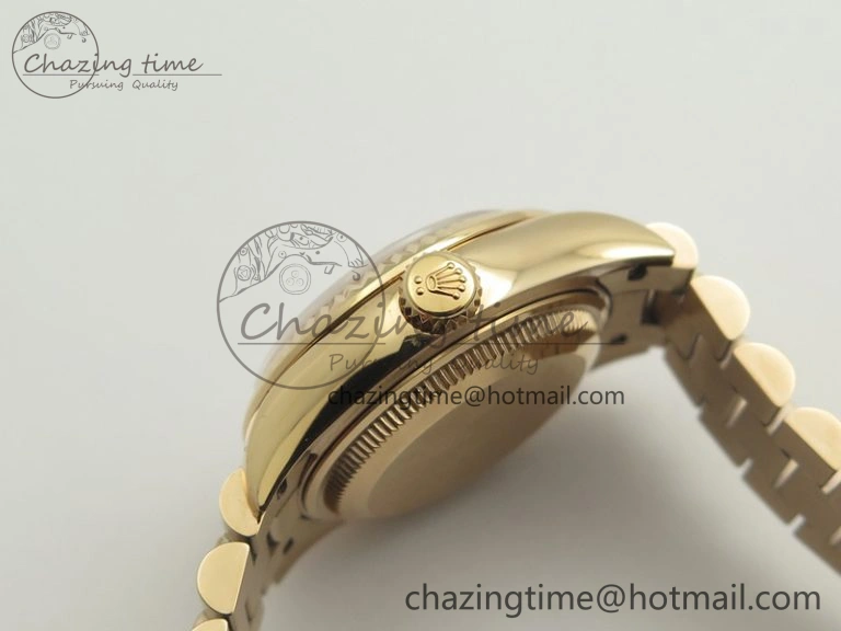 DateJust 28mm RG BP Maker Best Edition Brown Diam Dial Fluted Bezel On RG Bracelet ETA2671