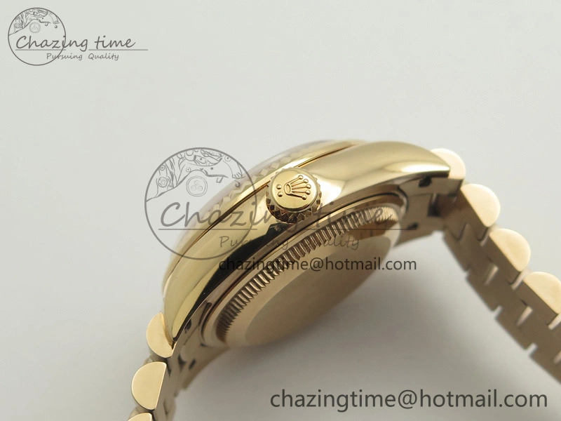 DateJust 28mm RG BP Maker Best Edition Brown Diam Dial Fluted Bezel On RG Bracelet ETA2671